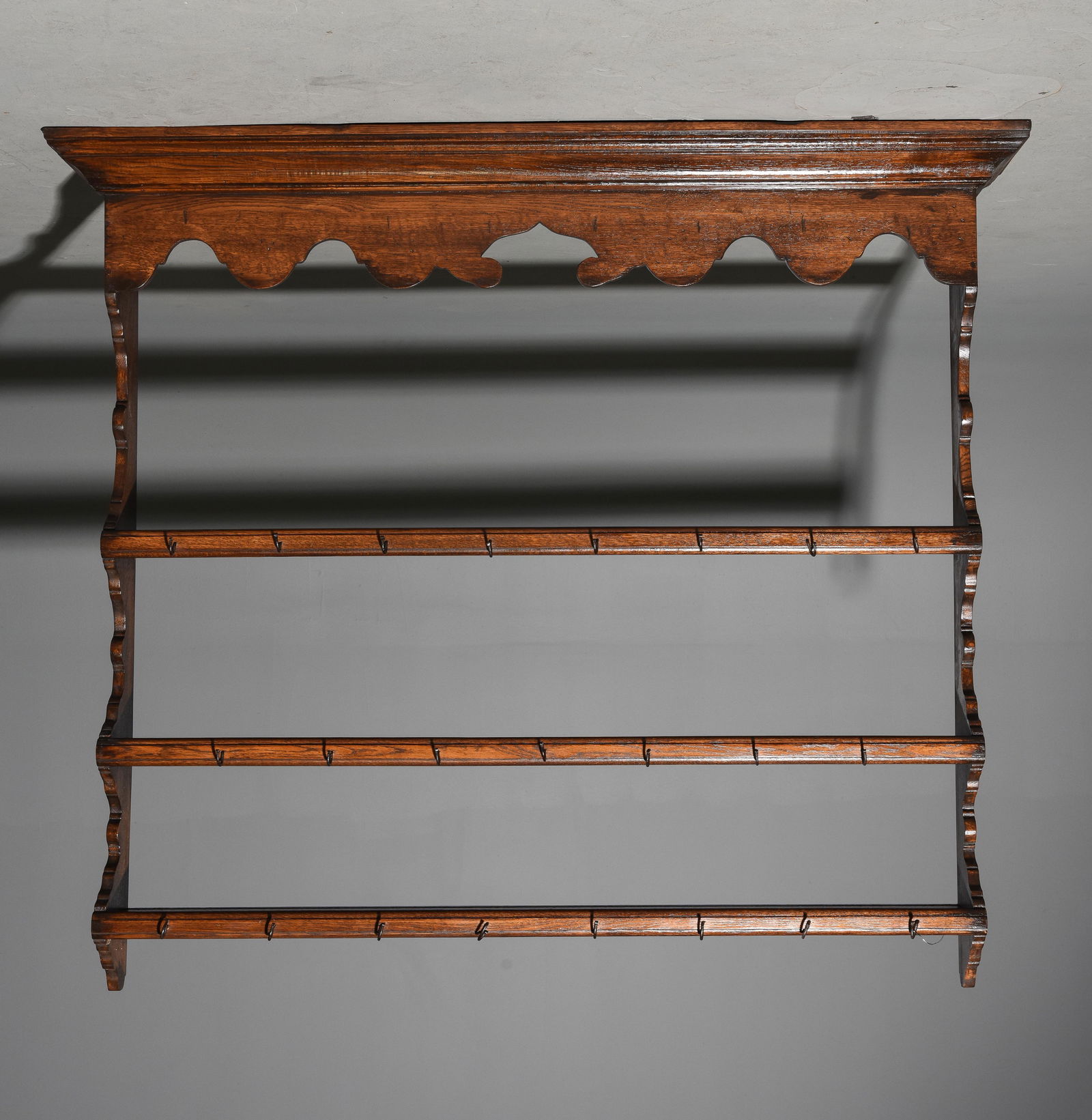 British Oak Large Wall Rack with Hooks (1 of 3)