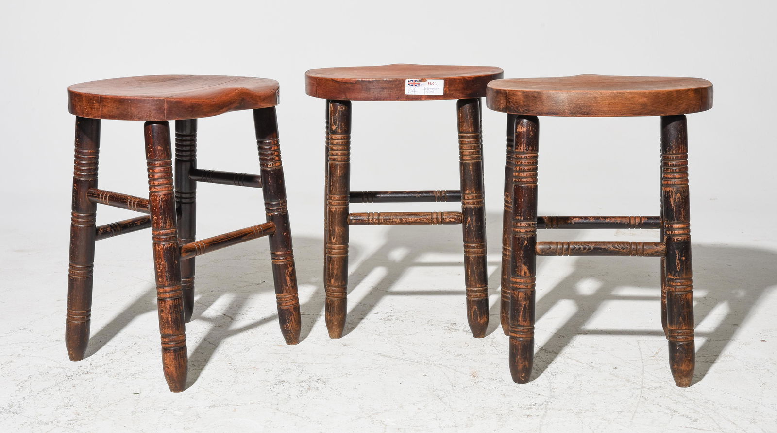 3 English Farmhouse Stools c.1930's (1 of 4)