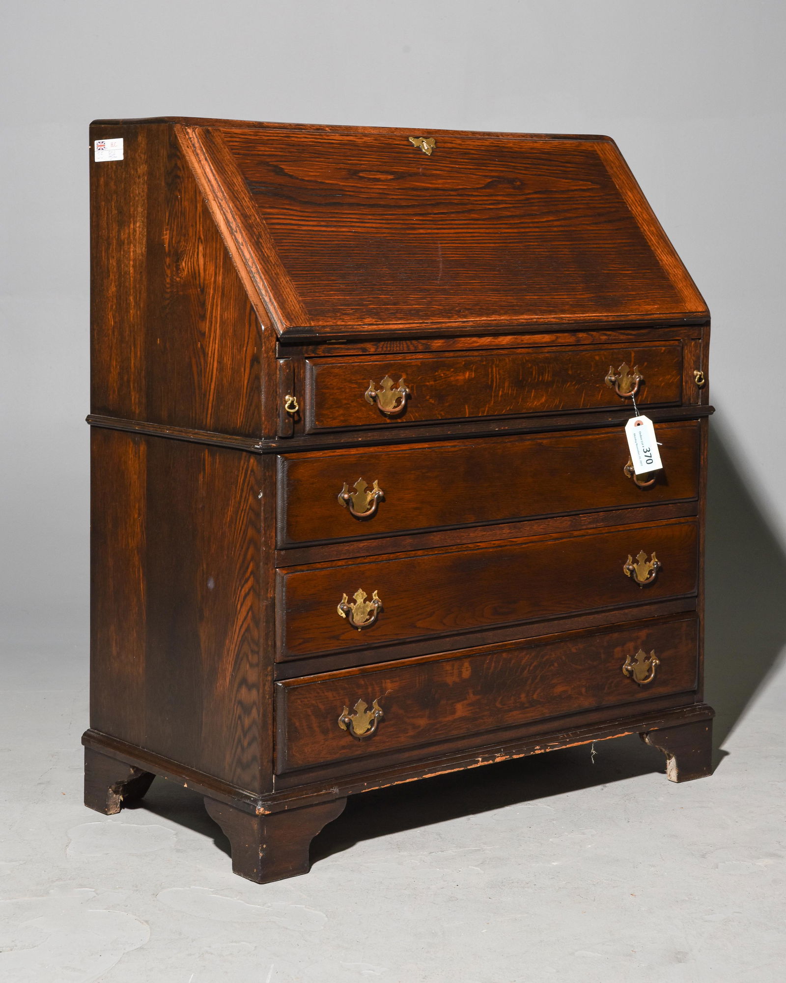 British Oak Bureau / Drop Front Desk c.1930's (1 of 3)