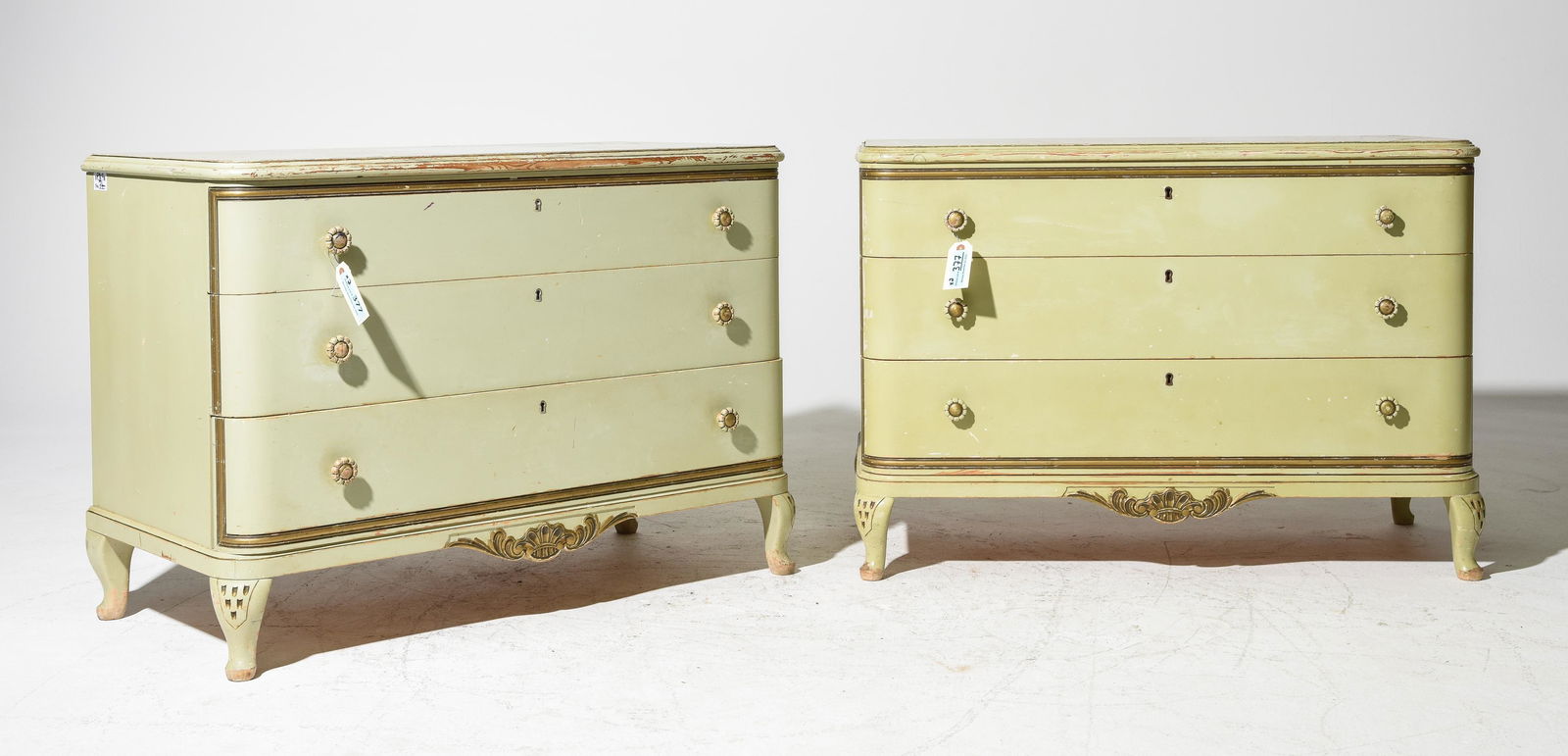 2 British Painted 3 Drawer Chests c.1930's (1 of 4)