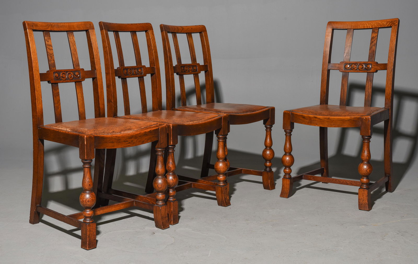 4 British Oak Dining Chairs c.1930's (1 of 3)