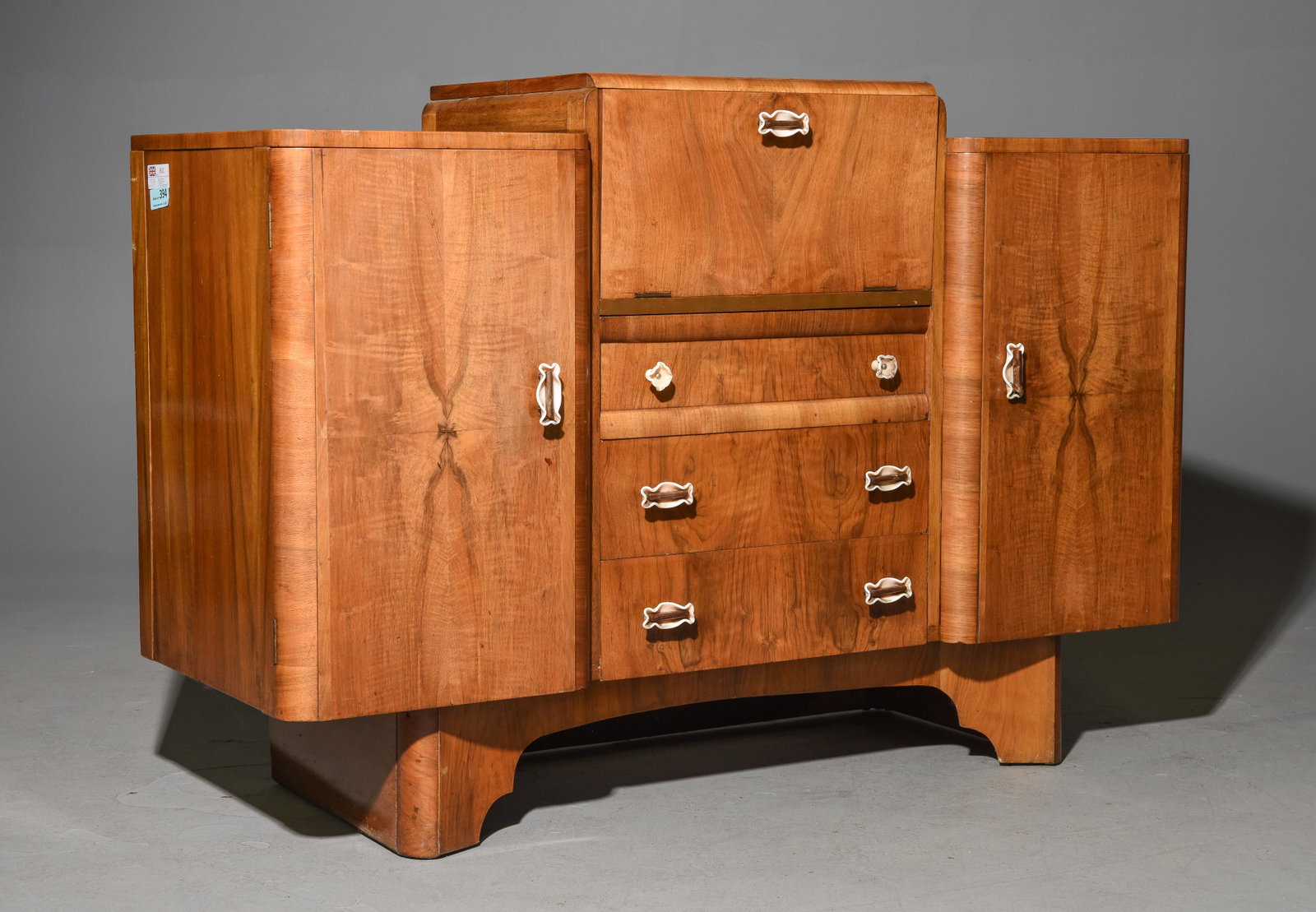 English Walnut Cocktail Sideboard: English Walnut Cocktail Sideboard - 38 in tall x 55 x 21