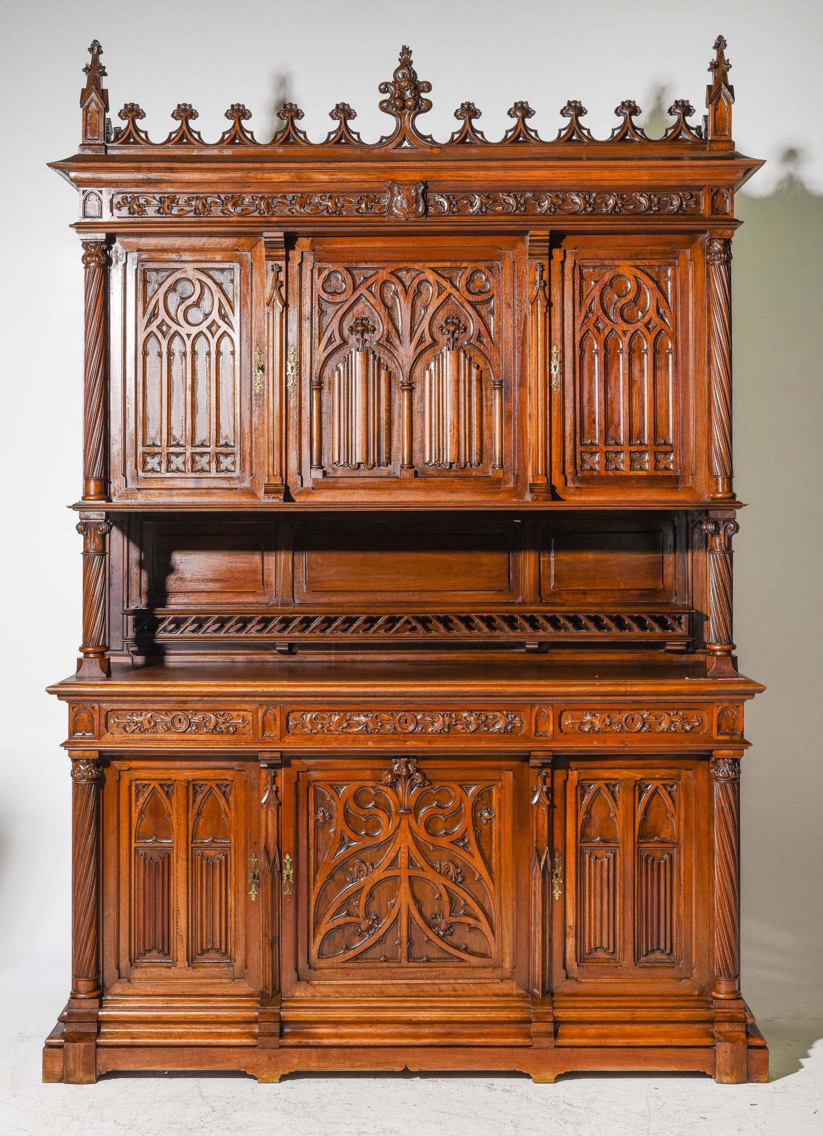 Renaissance Style Gothic Walnut Double Buffet (1 of 7)