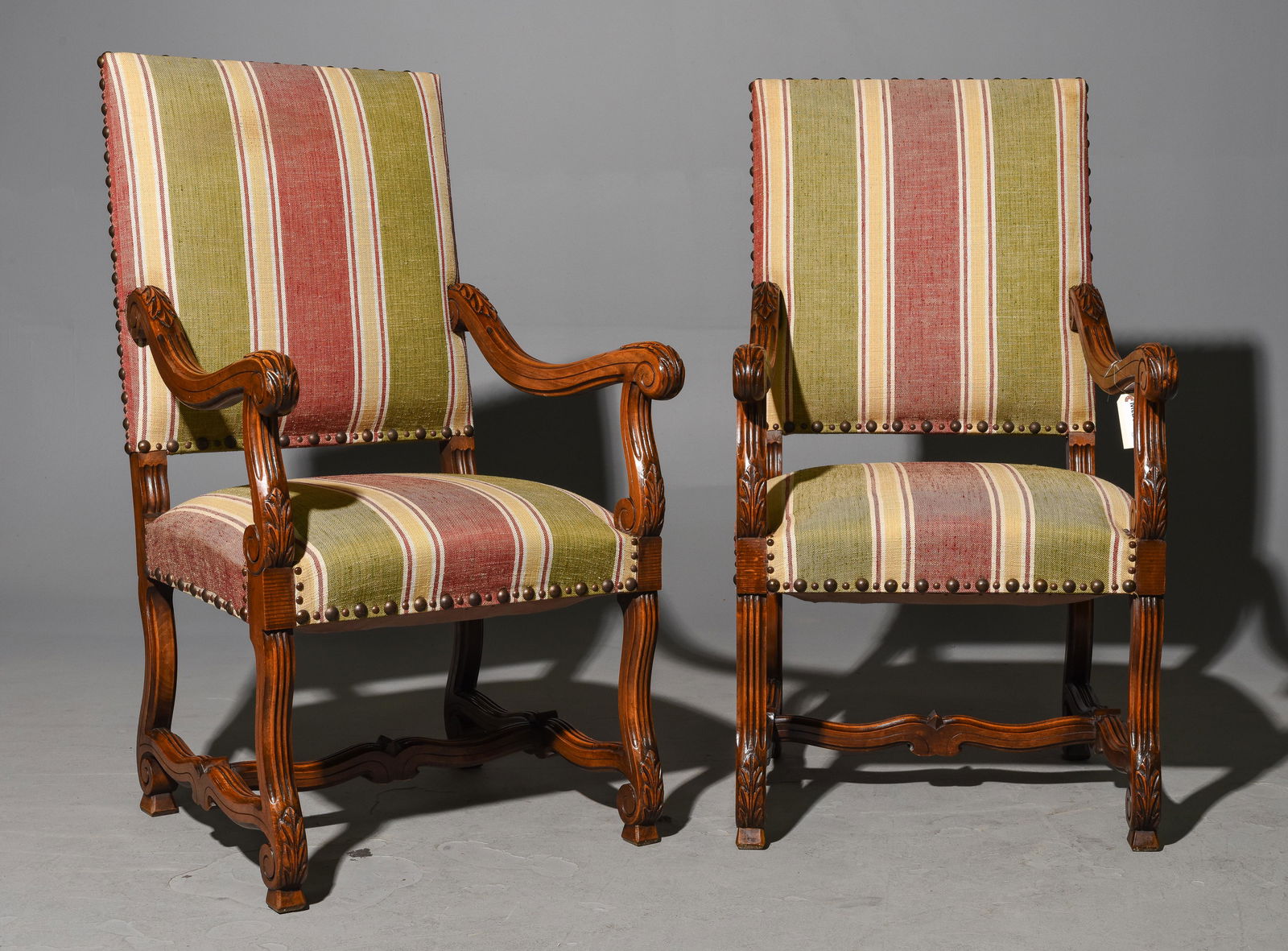 2 French Regency Style Walnut Fireside Arm Chairs (1 of 5)