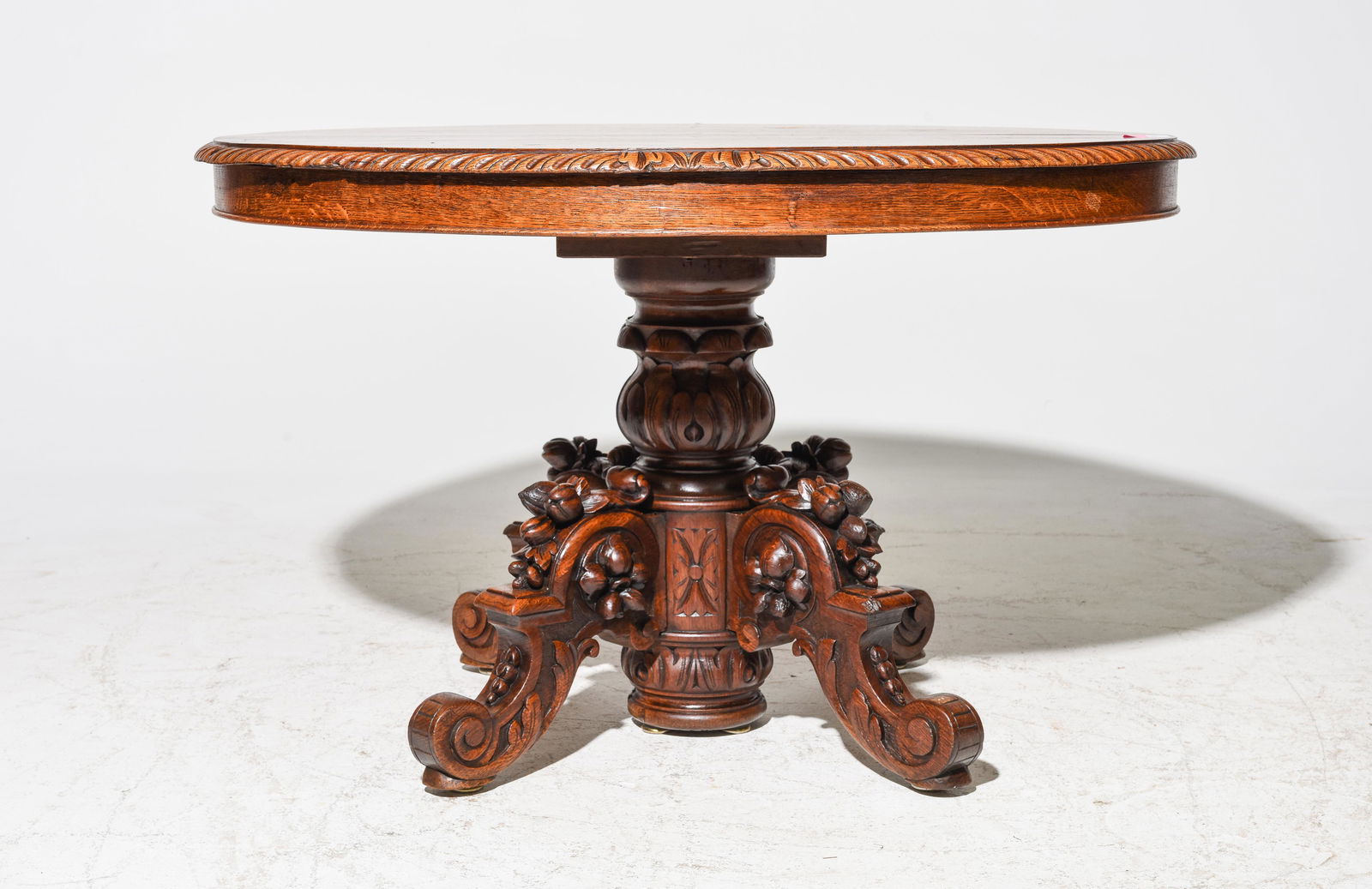 Henri II Style Carved Oak Fox / Pedestal Base Table (1 of 4)