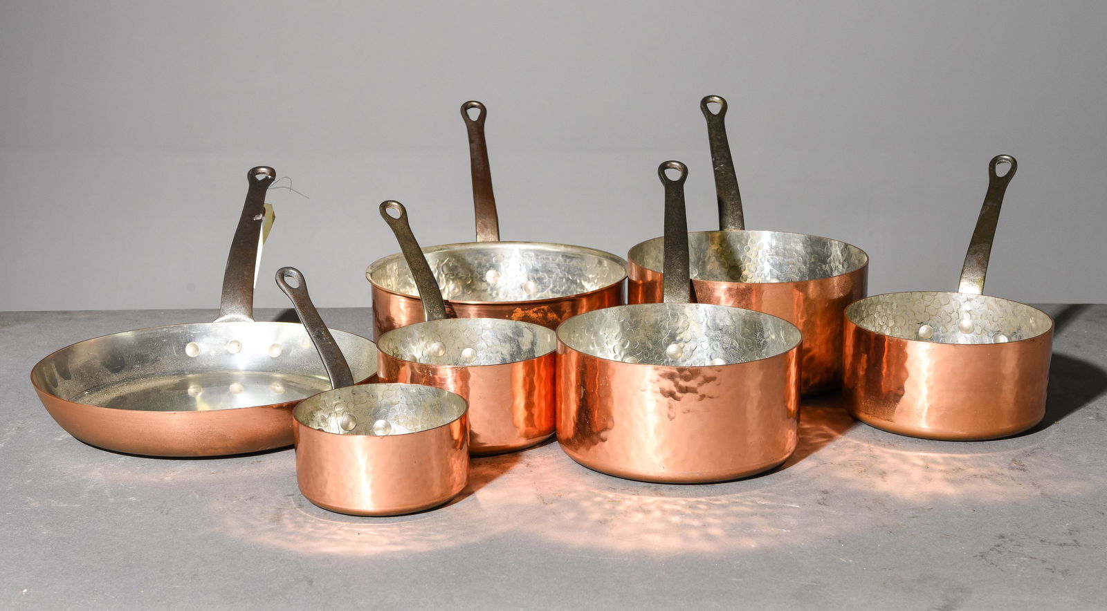 7pcs - French Polished Copper Sauce Pans & Skillet (1 of 3)