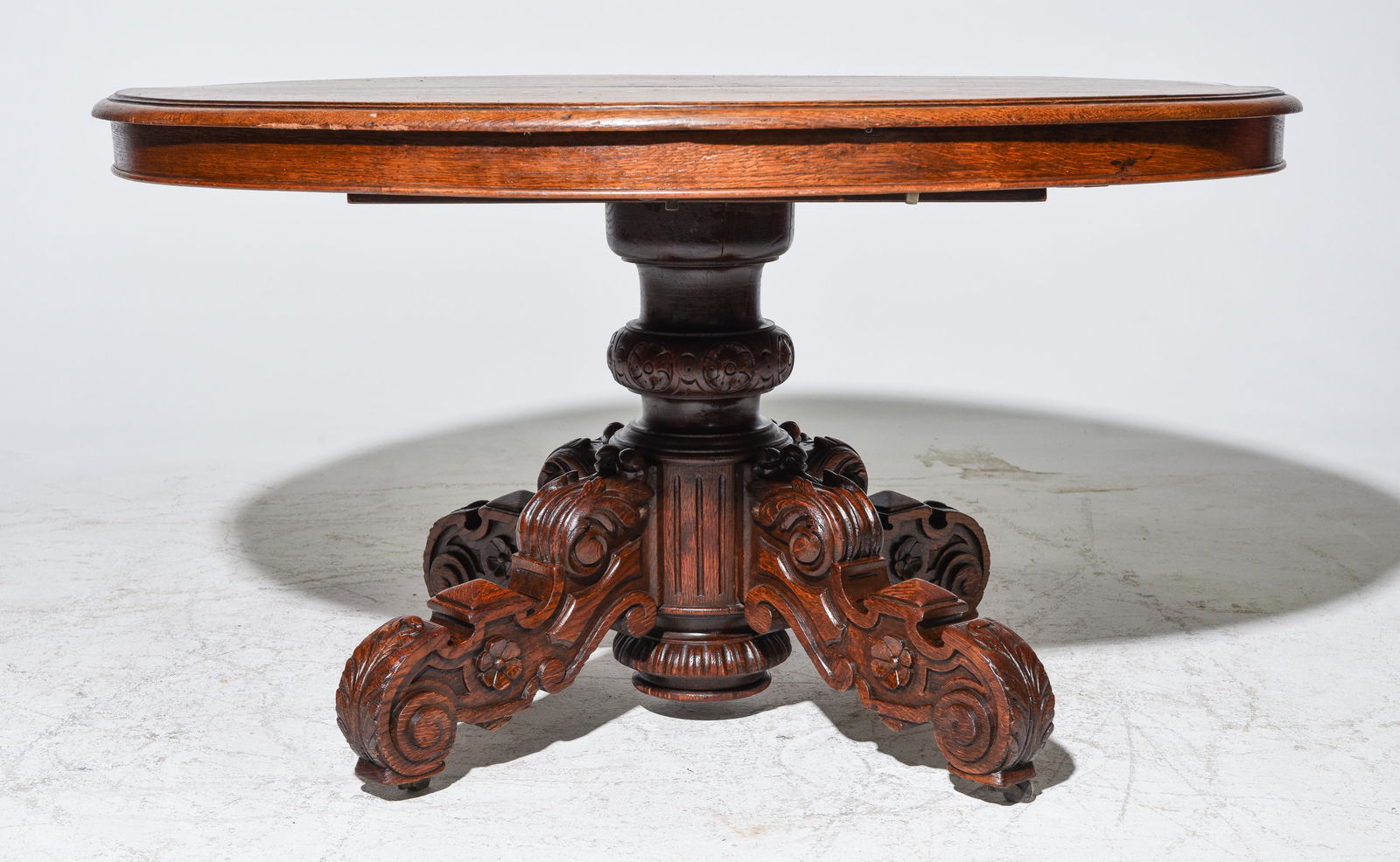 Henri II Style Carved Oak Fox / Pedestal Base Table (1 of 5)