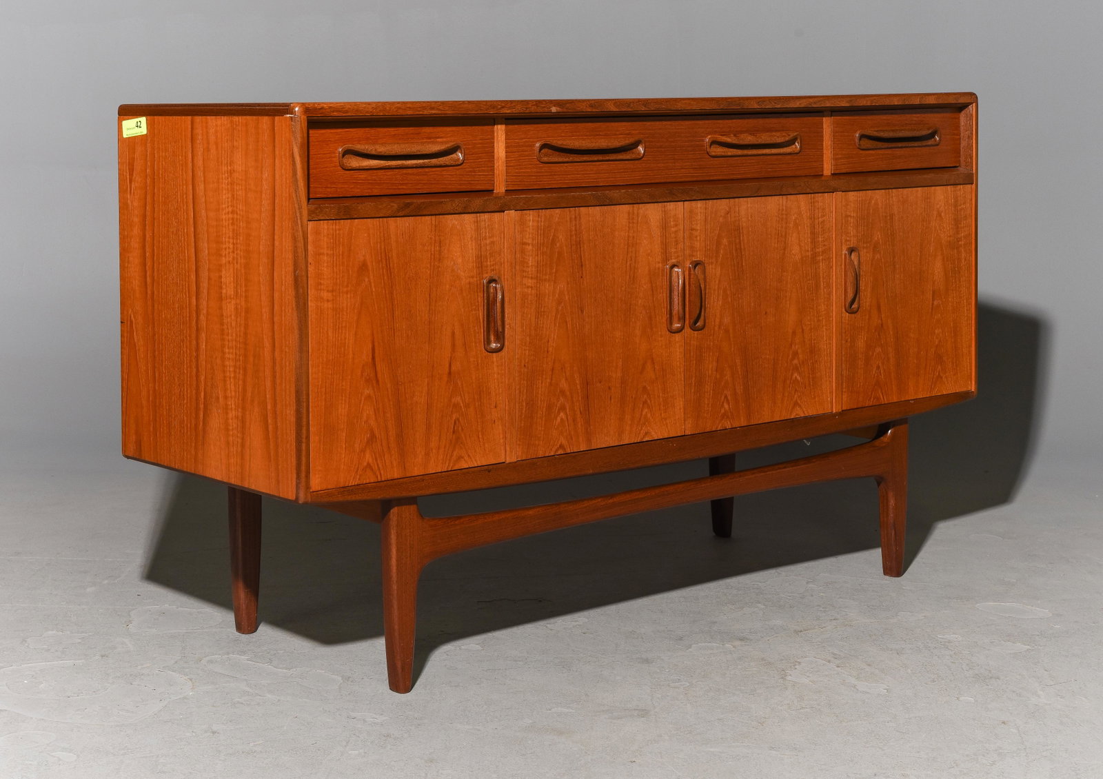 Mid Century Small "Fresco" Sideboard - G-Plan: This Danish Modern Style Teak Credenza is made by Mid Century Modern Furniture Maker G Plan ( Gplan ) & is part of their "Fresco" Range. 34 in tall x 60 x 19