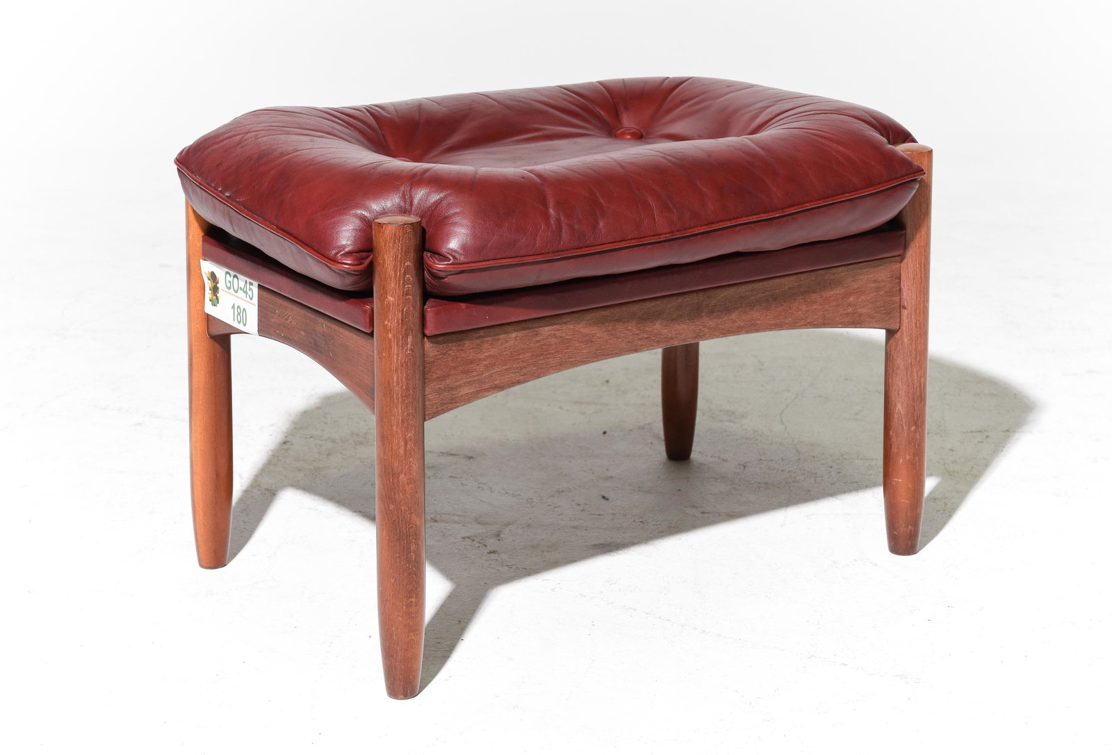 Mid Century Modern Leather Stool / Ottoman (1 of 2)