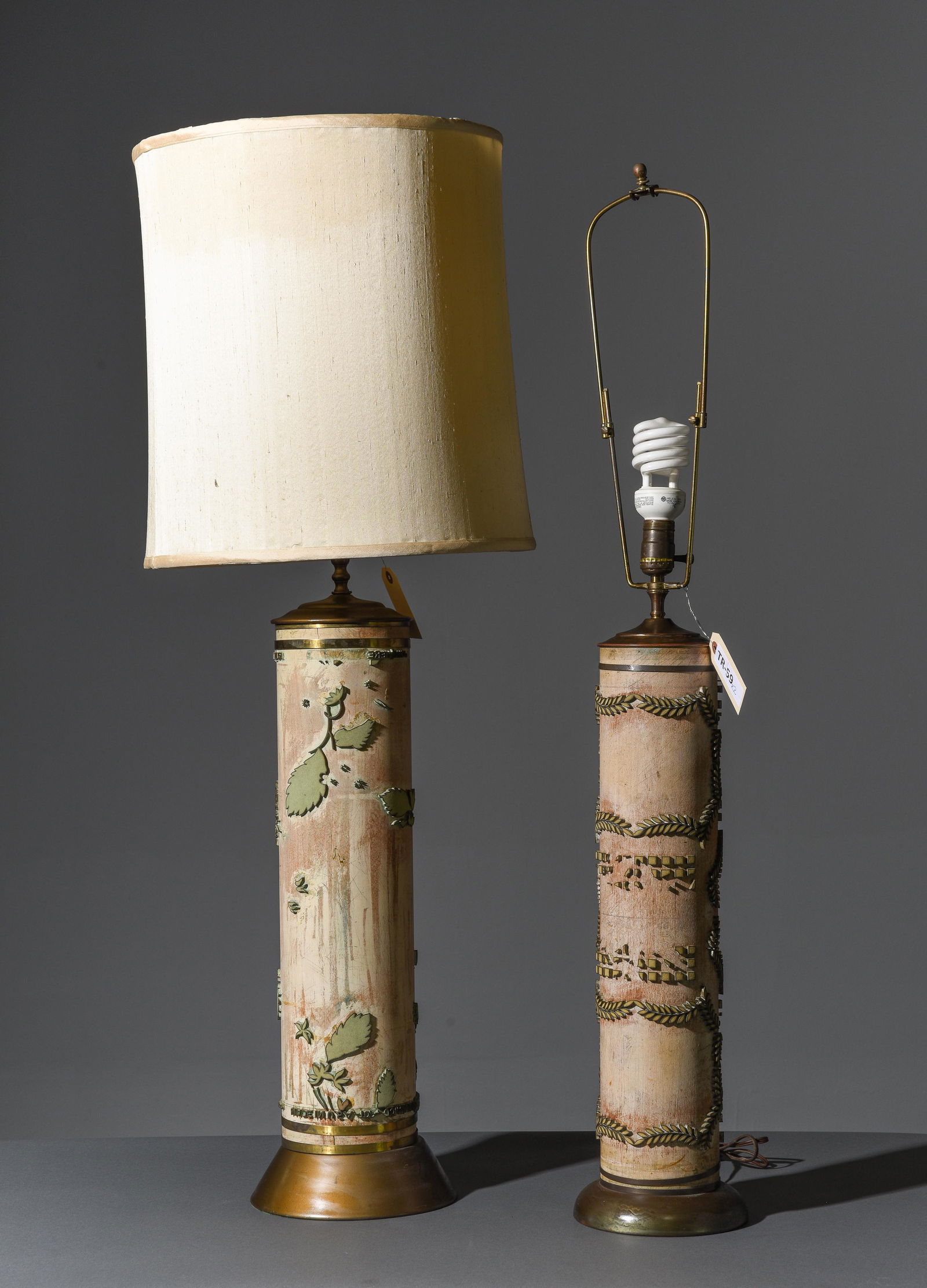 Pair Of Tall Cylinder Print Roll Lamps (1 of 6)