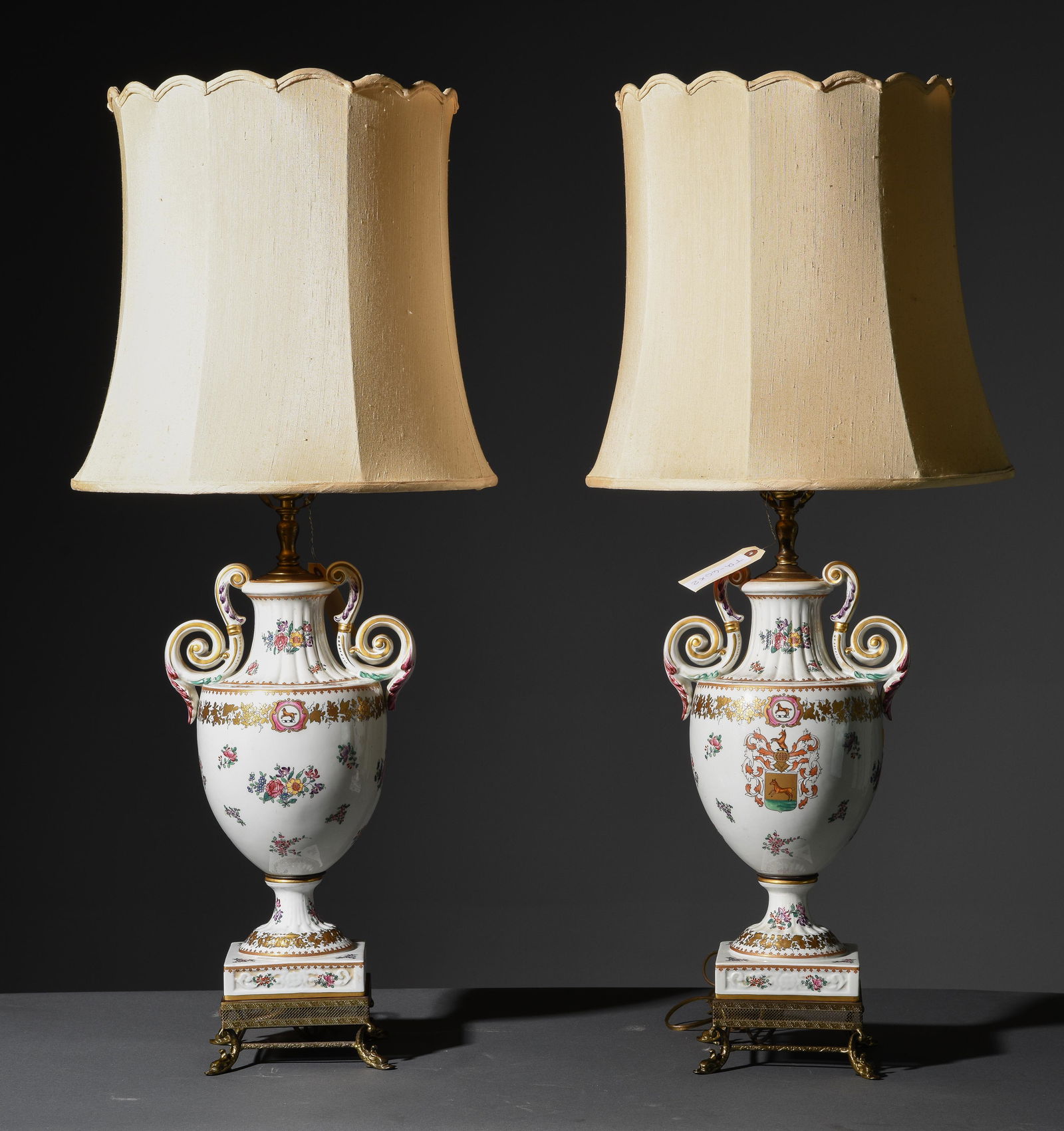 Pair of Italian Style Hand Painted Porcelain Lamps (1 of 6)