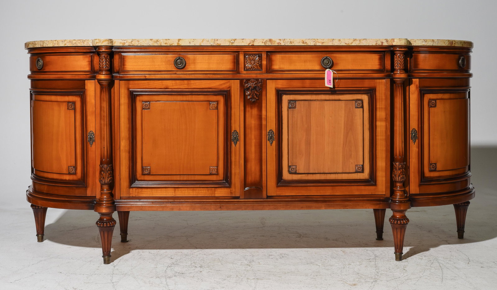 Louis XVI Style Marble Top Sideboard / Enfilade: French Louis XVI Style Marble Top Sideboard / Enfilade - 40 in tall x 89 x 22