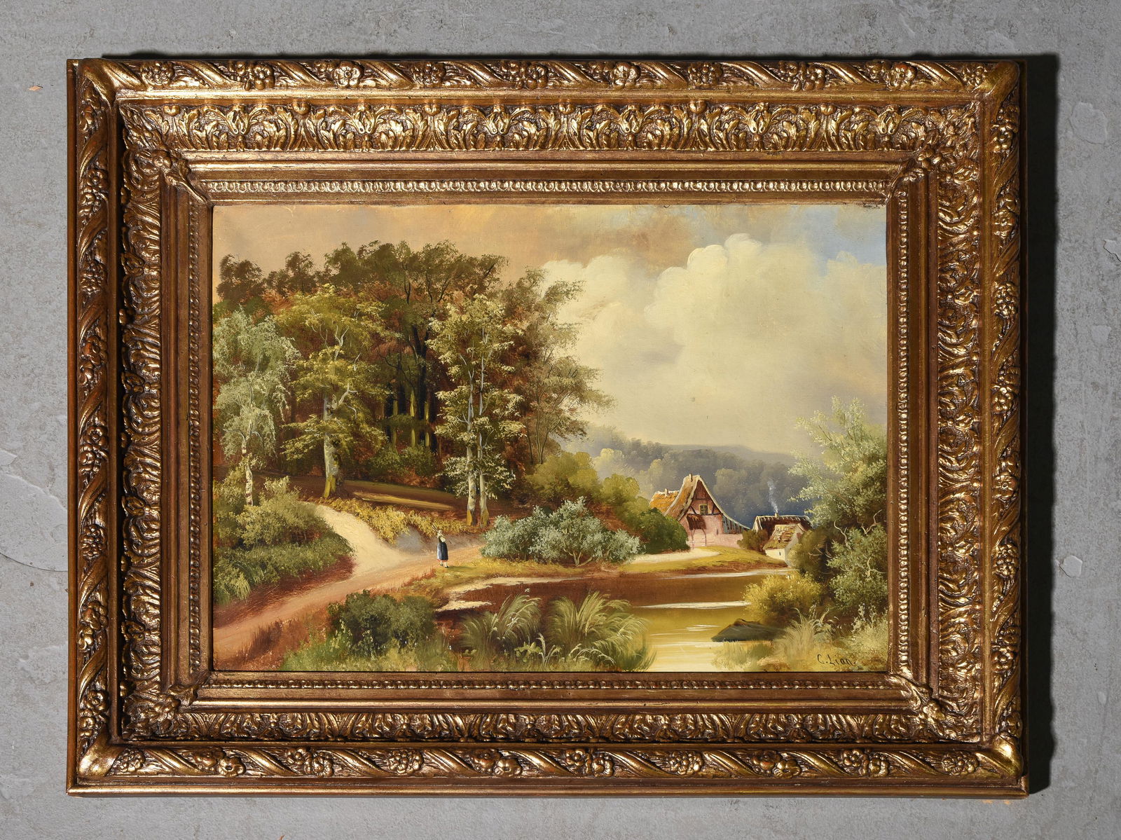 Gold Gilt Framed Oil on Canvas - Landscape c.1900 (1 of 4)