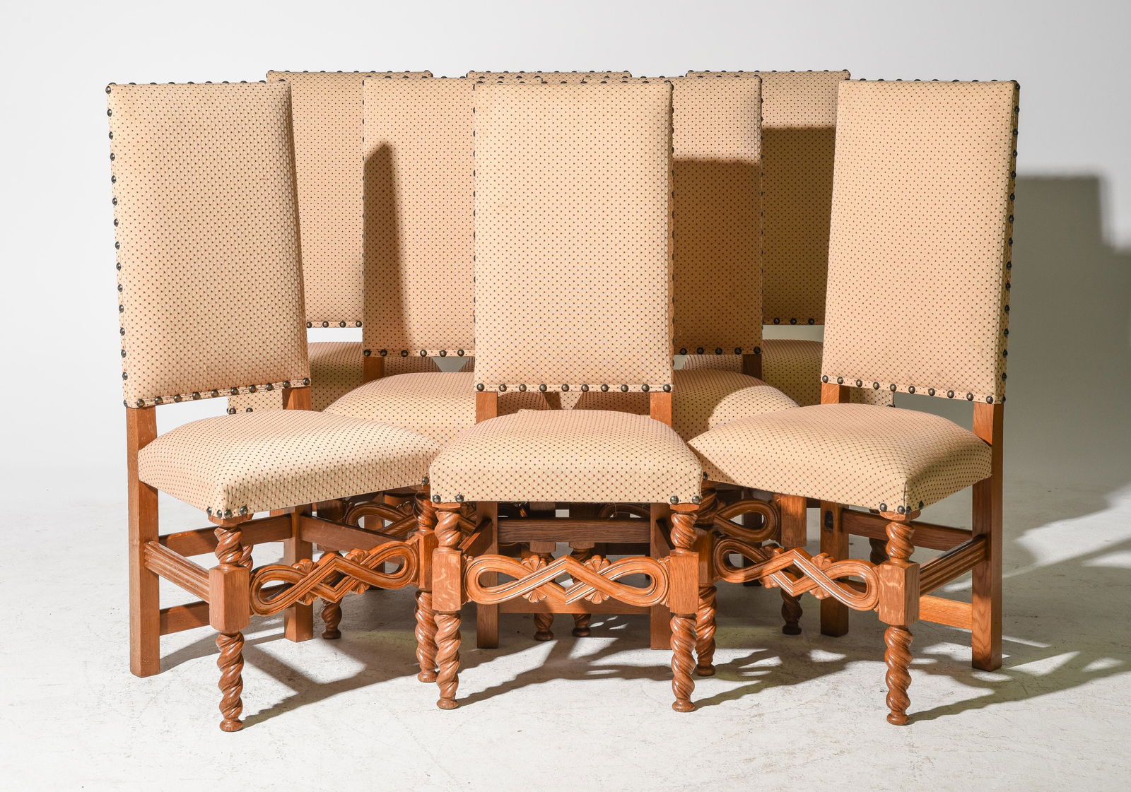 8 French High Back Chairs with Twisted Legs c.1920's (1 of 3)