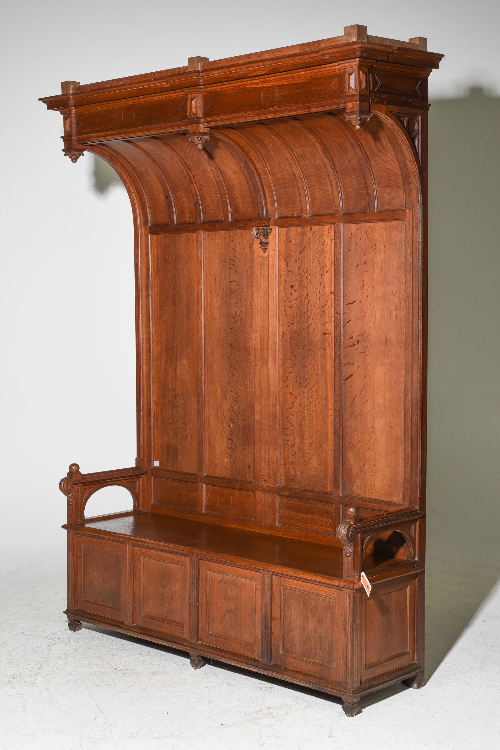 French Large Oak Swoop Top Hall Seat / Bench c.1880's (1 of 6)