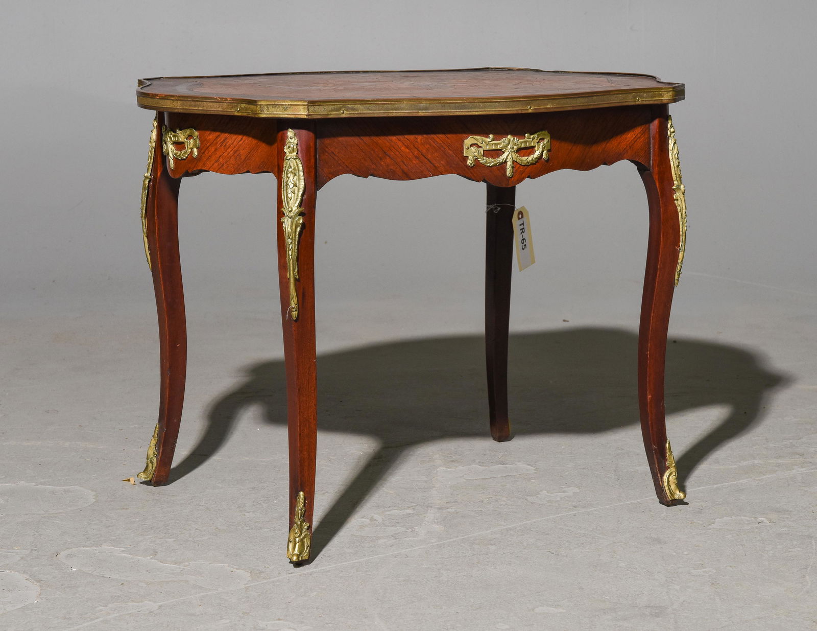 French Style Inlaid Occasional Table with Gilt Ormolu (1 of 2)