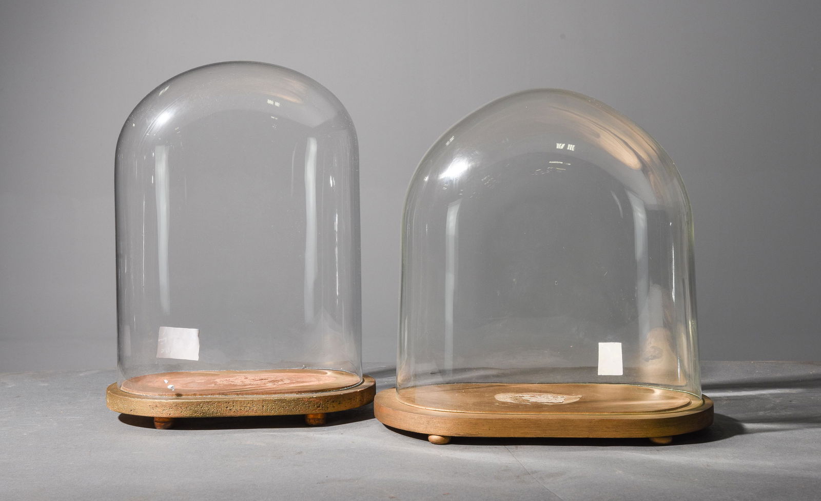 2 Glass Dome Cloches with Wood Bases (1 of 2)