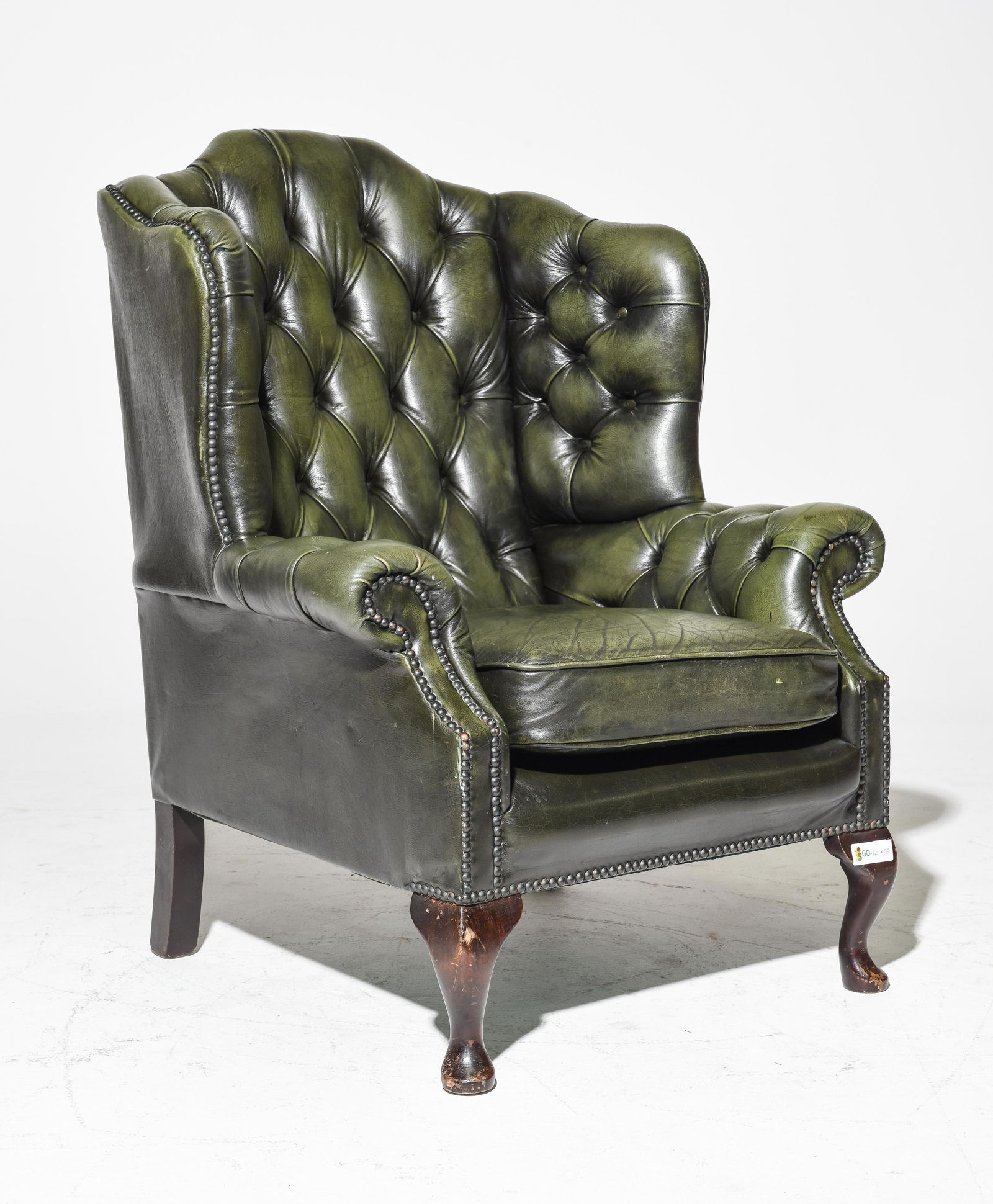 British Green Leather Chesterfield Arm Chair (1 of 5)