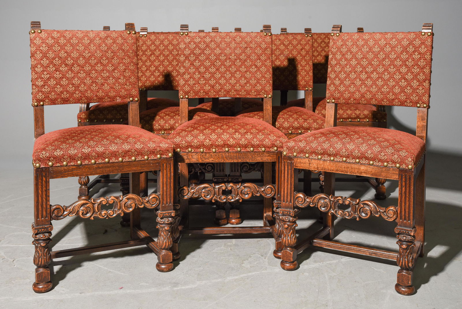 Set of 8 Tudor Style Oak Dining Chairs (1 of 4)