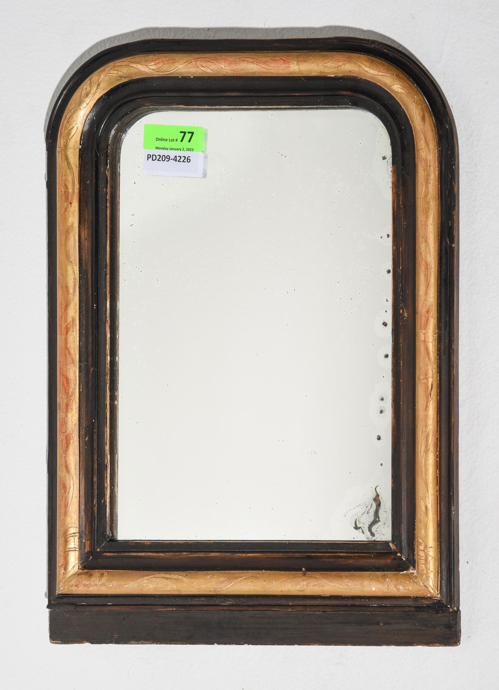 Louis Philippe Style Small Black & Gold Framed Mirror (1 of 4)