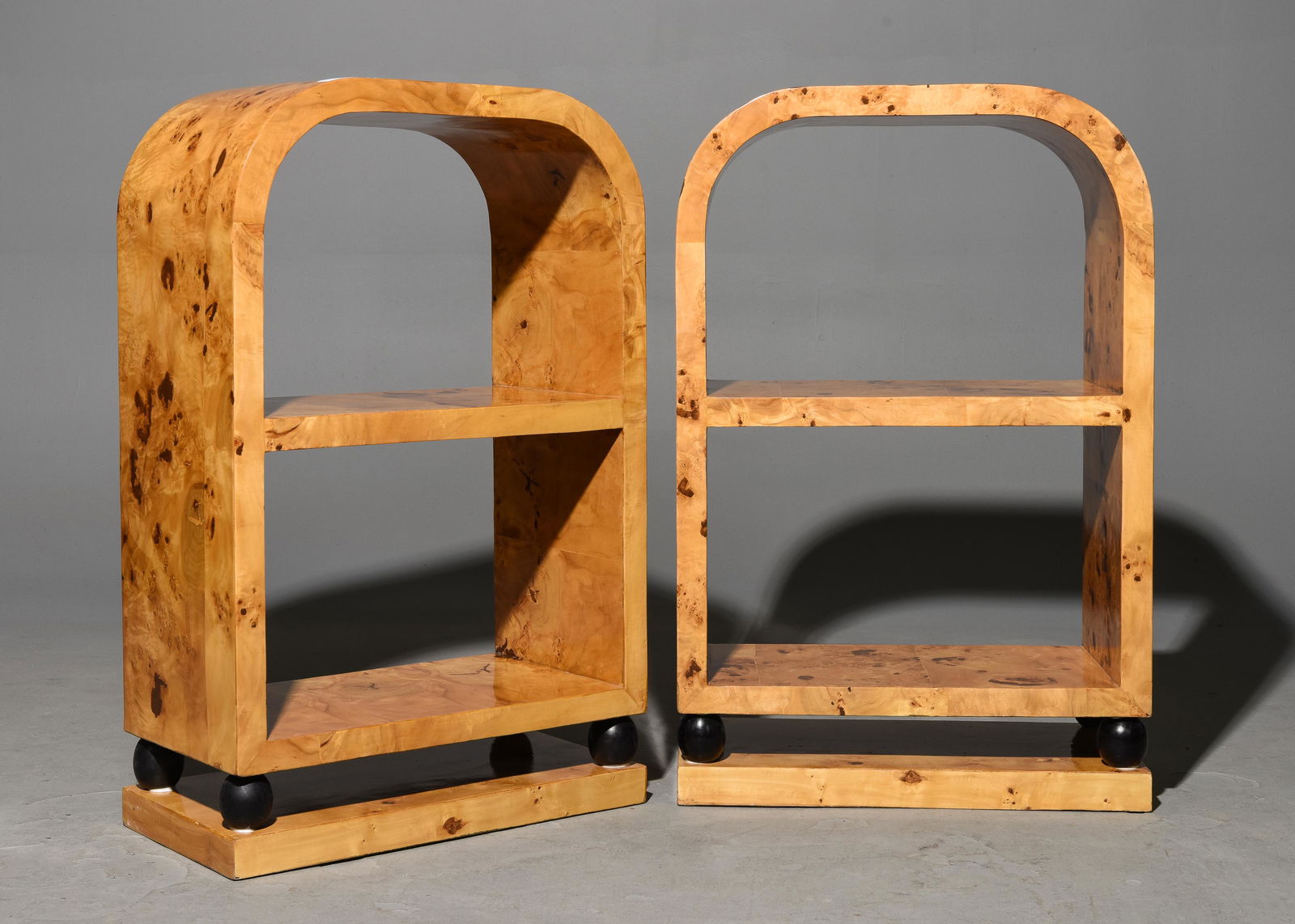 2 Art Deco Style Burled Occasional Shelves (1 of 4)