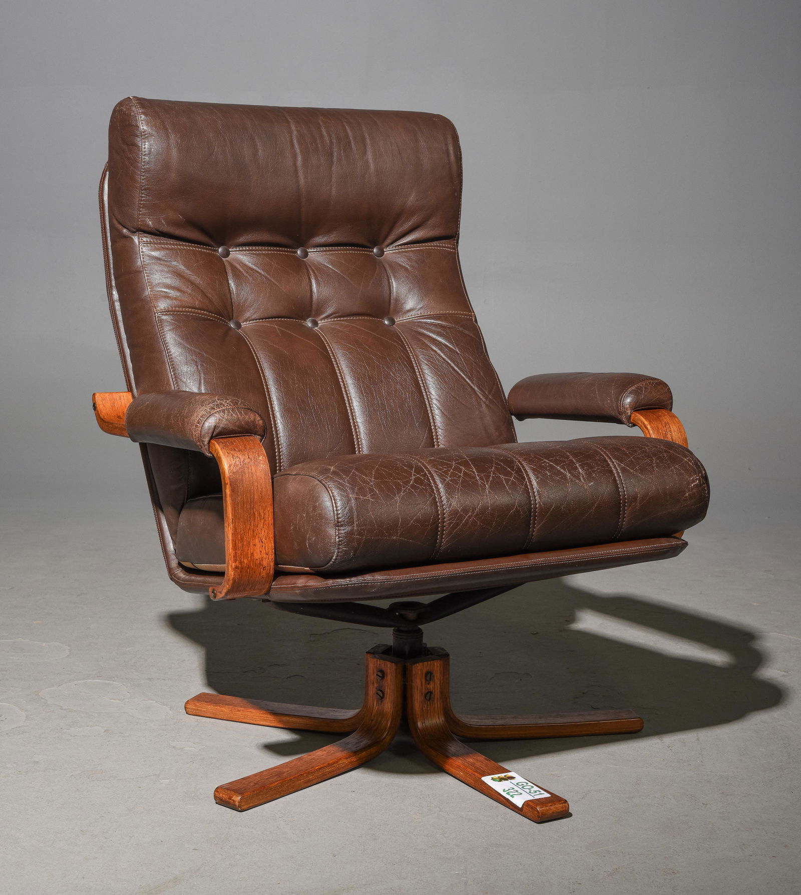 Mid Century Modern Brown Leather Lounge Chair (1 of 5)
