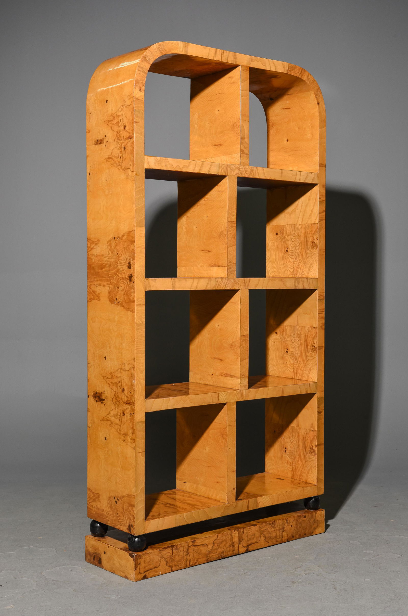 Art Deco Style Burled Open Shelf / Room Divider (1 of 3)