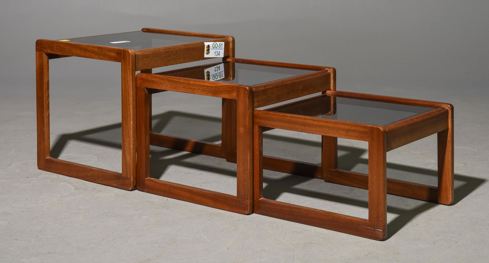 Mid Century Modern Glass Top Nest of 3 Tables (1 of 4)