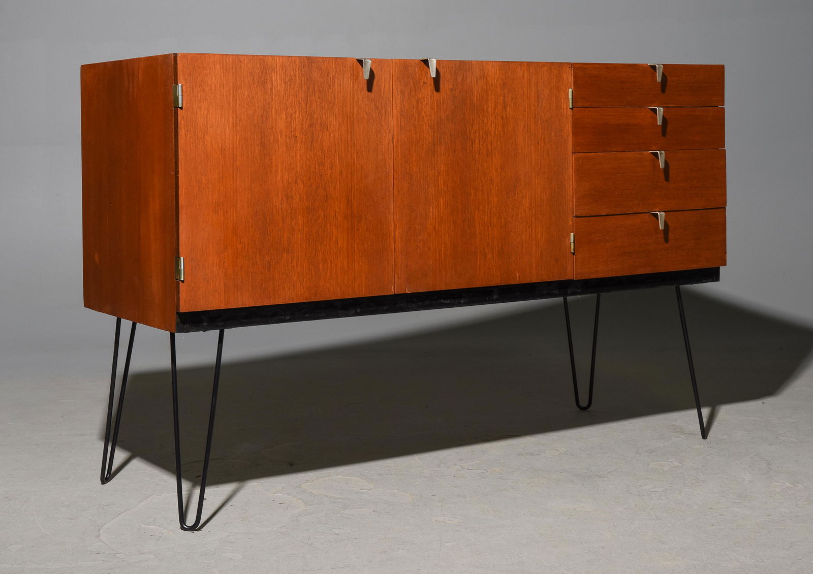 Mid Century Record Sideboard - John & Sylvia Reid: Danish Modern Style Sideboard on Hair Pin Legs - John & Sylvia Reid Stag Furniture