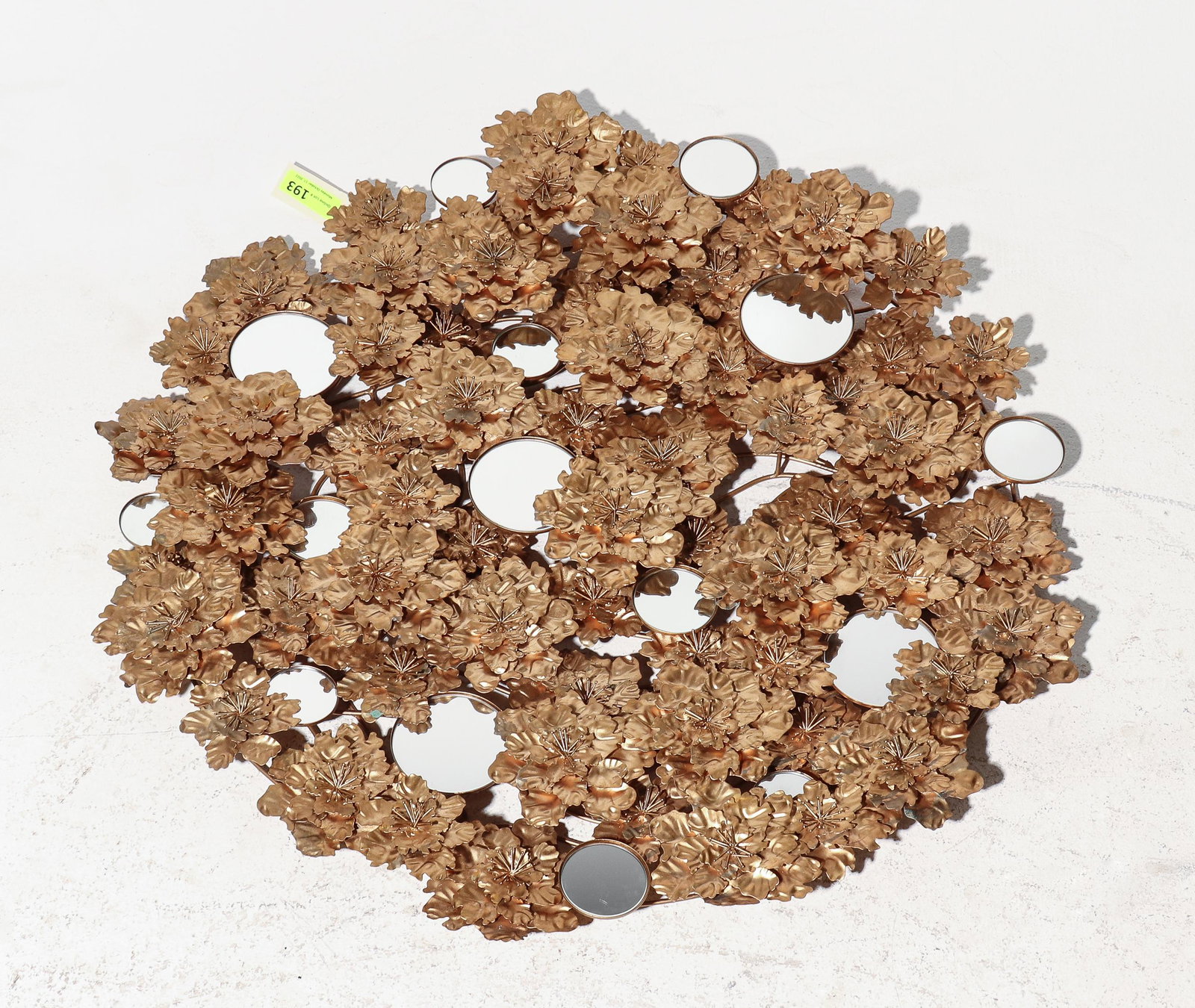 Gold Metal Floral Modern Mirror: Gold Metal Floral Modern Mirror