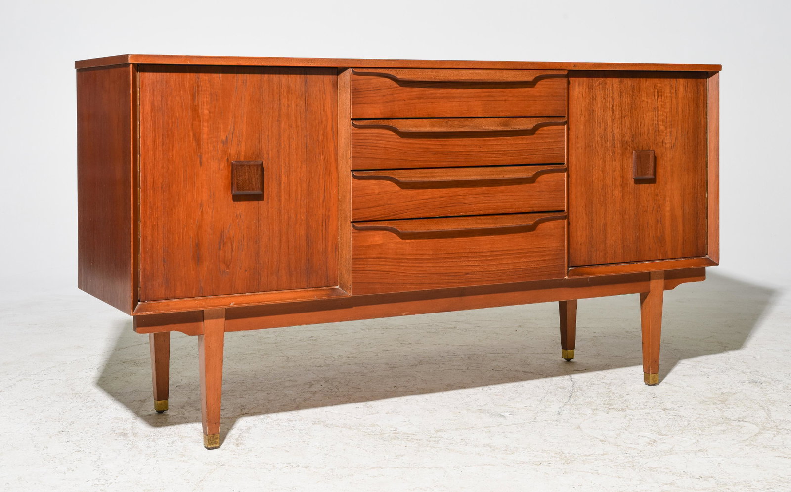Mid Century Modern Sideboard - Lebus: Danish Modern Style Teak Sideboard by Lebus