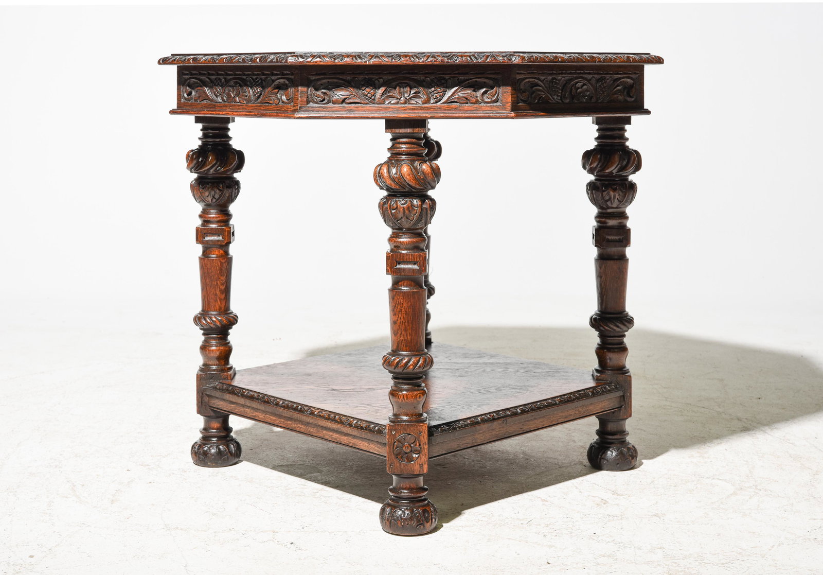 Tudor Style Carved Oak Occasional Table c.1910 (1 of 5)
