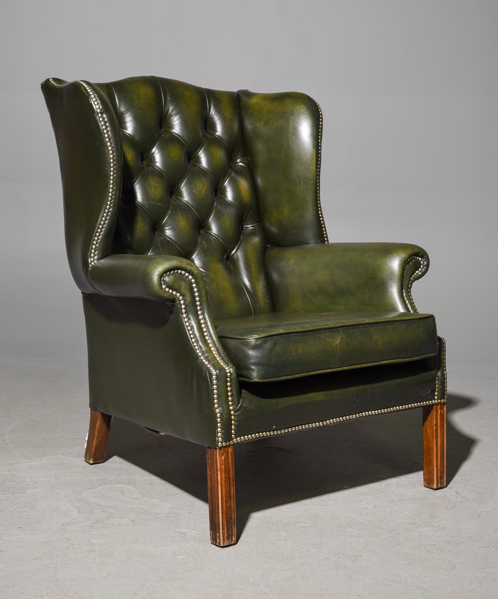 British Forest Green Chesterfield Wing Back Chair (1 of 5)