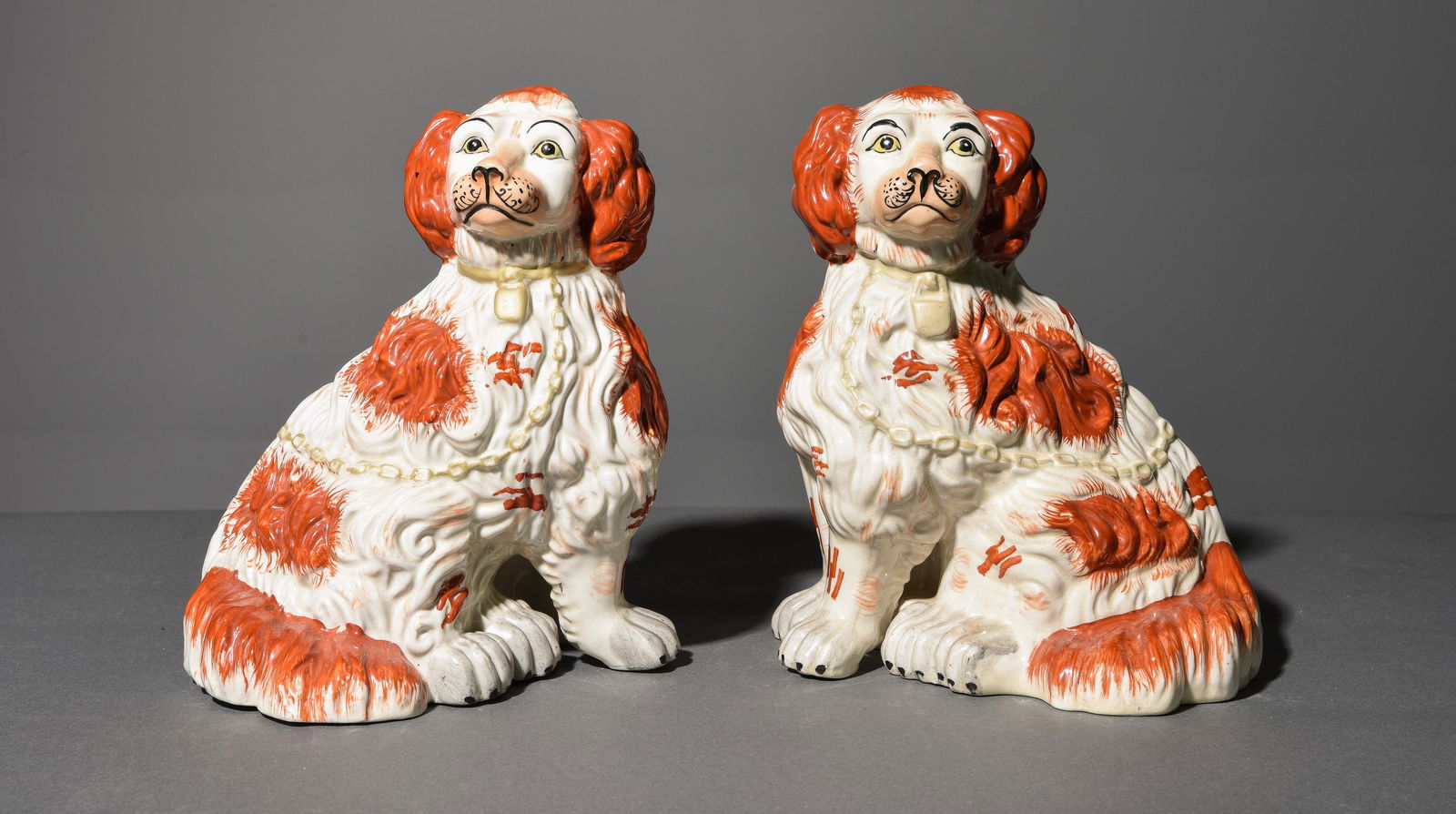 2 Staffordshire King Charles Dogs c.1910 (1 of 5)