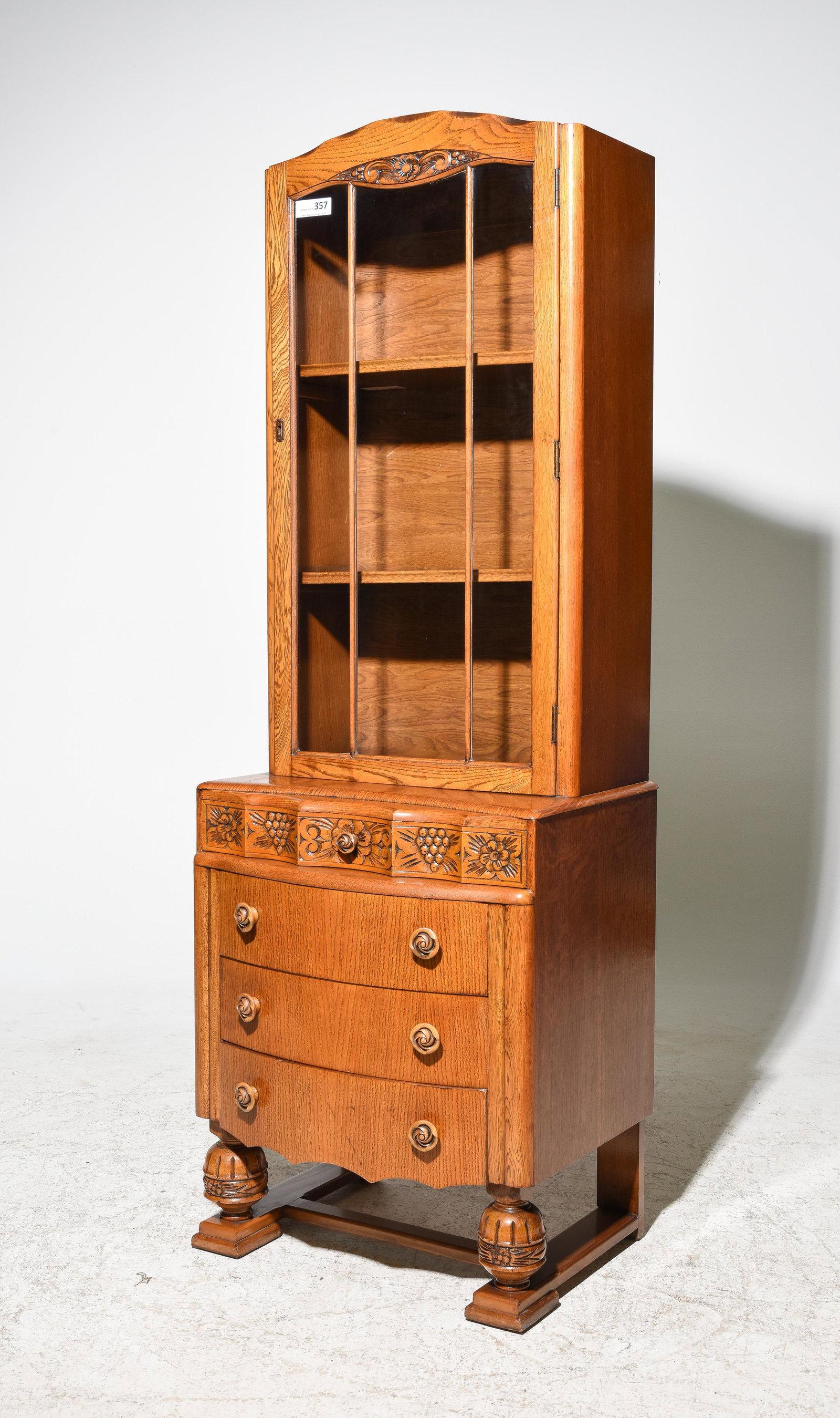 Tudor Style Oak Narrow Bookcase c.1930's (1 of 4)