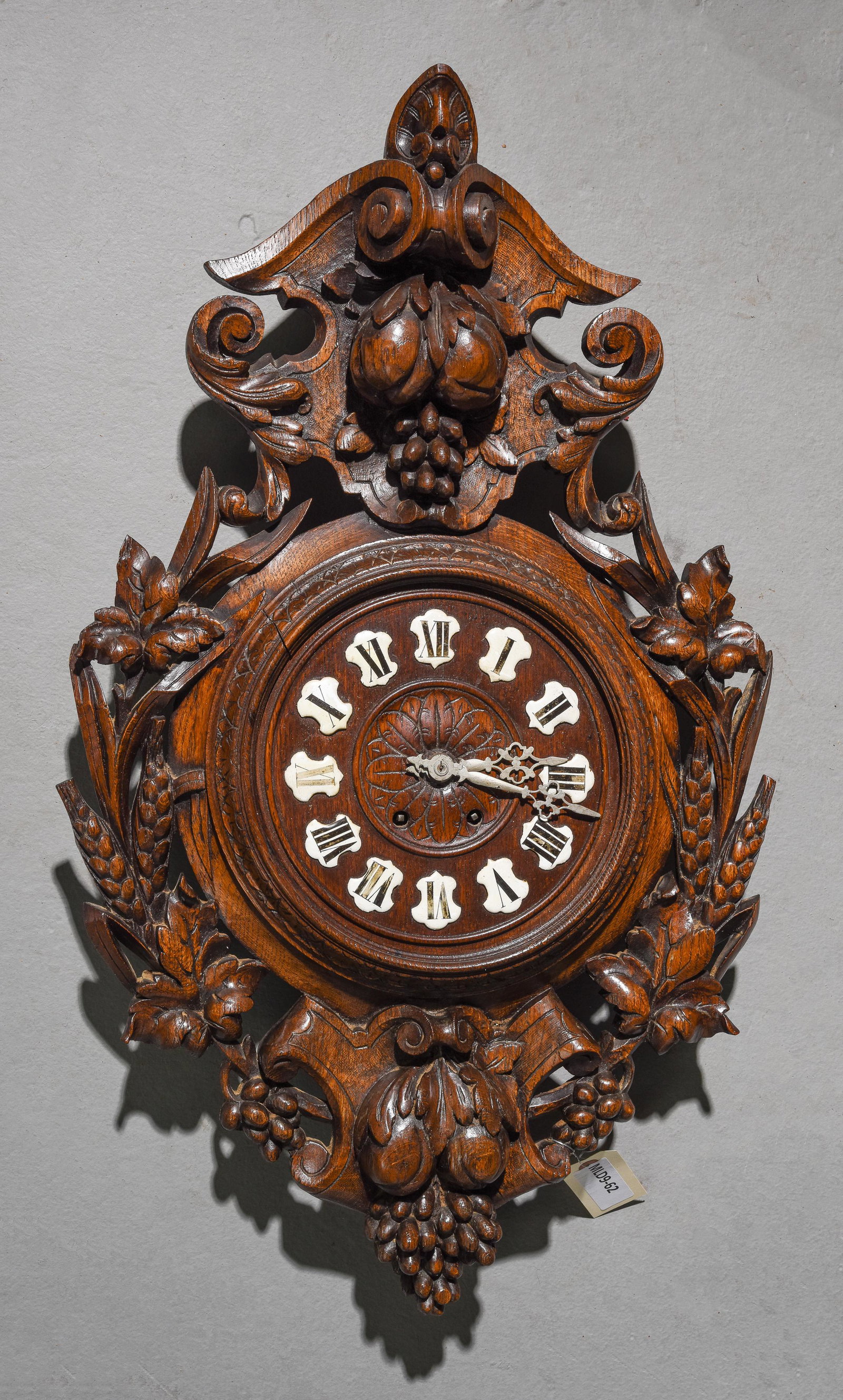 French Heavily Carved Oak Wall Clock (1 of 6)