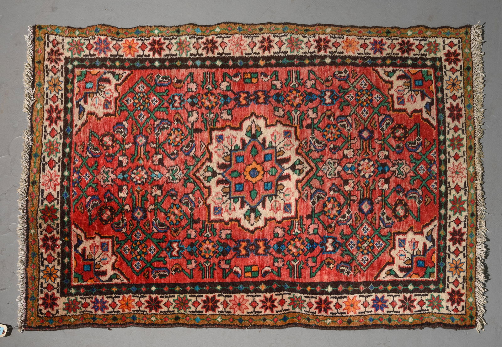 Semi Antique Persian Hand Knotted Rug - 4'10 x 3'3: Semi Antique Persian Hand Knotted Rug - 4'10 x 3'3