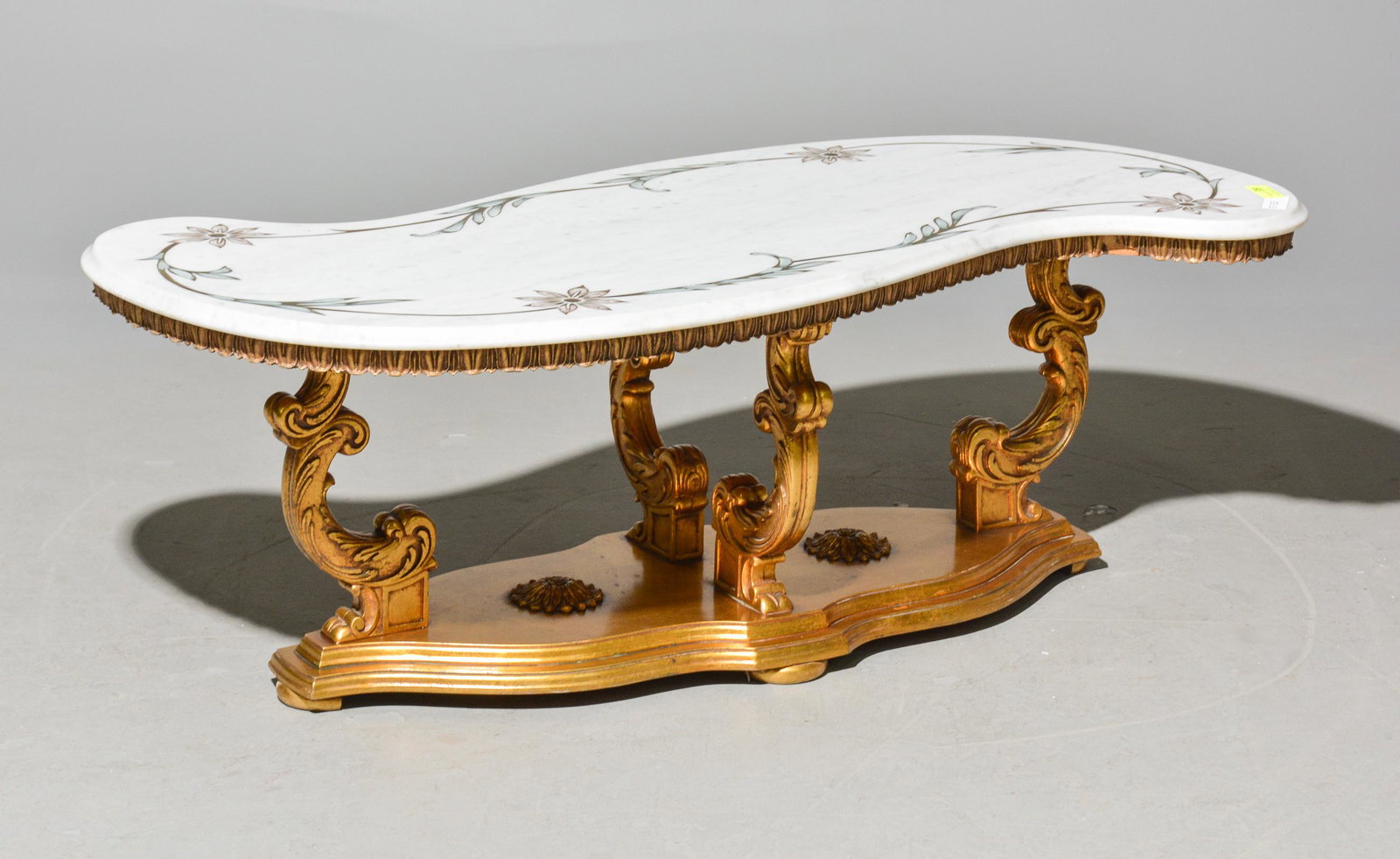 Shaped Marble Top Coffee Table with Gilt Base (1 of 3)