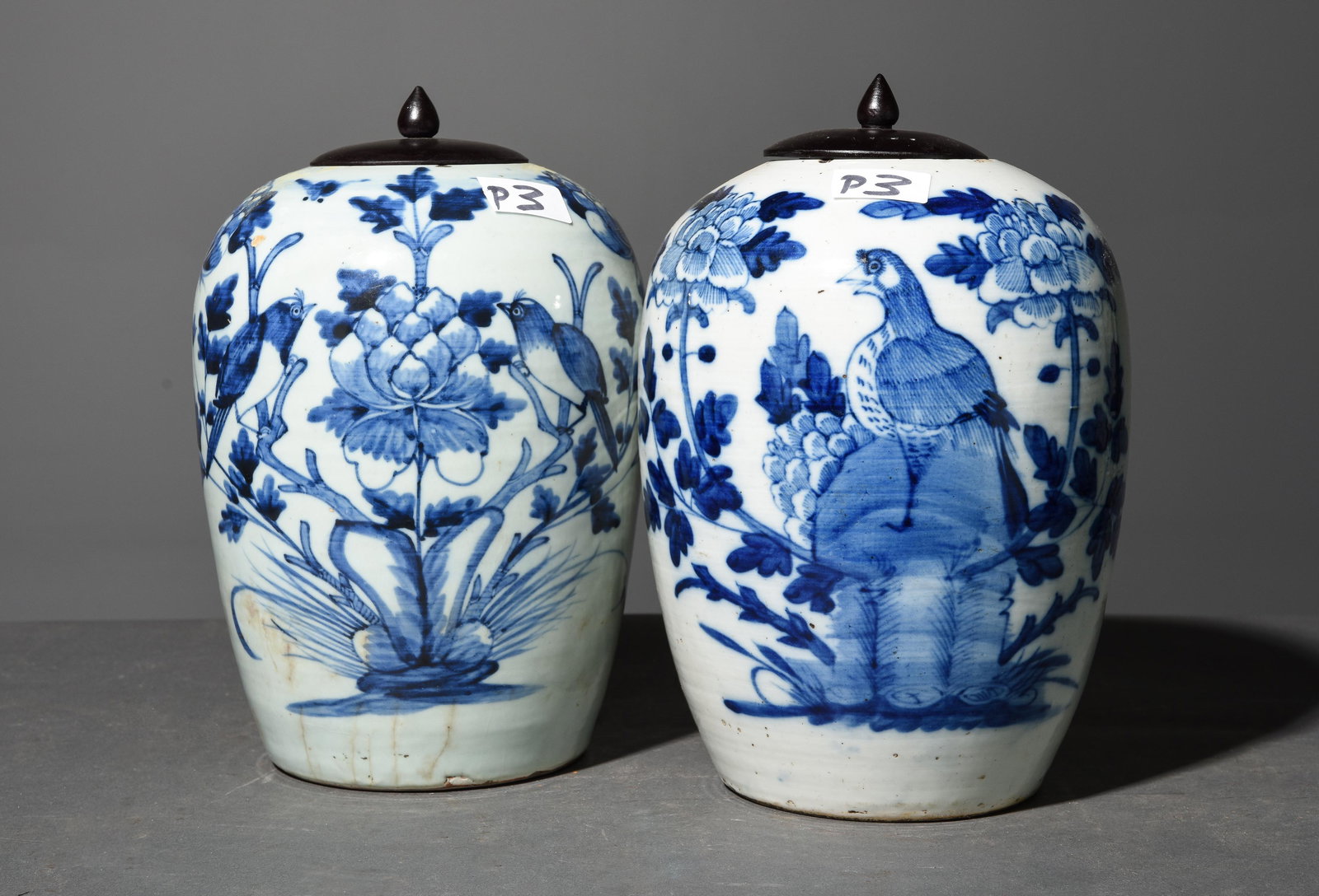 2 Asian Blue & White Melon Jars (1 of 4)