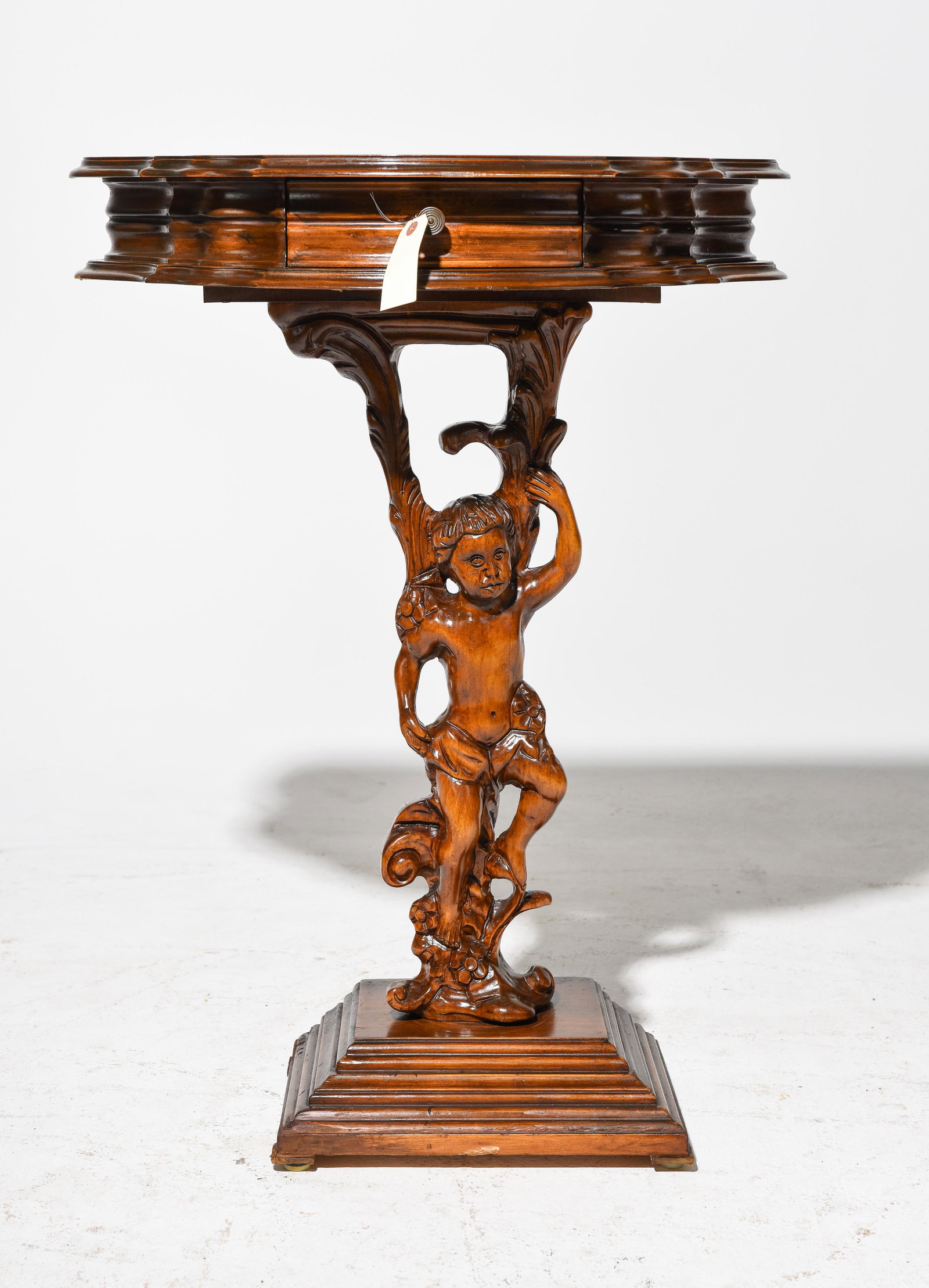 French Figural Carved Base Walnut Console (1 of 4)