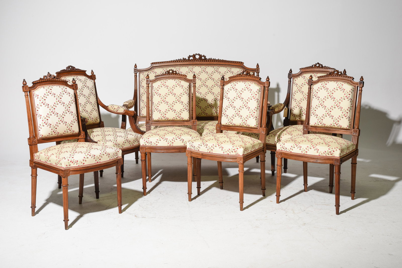 7pc Louis XVI Style Walnut Salon Suite (1 of 8)