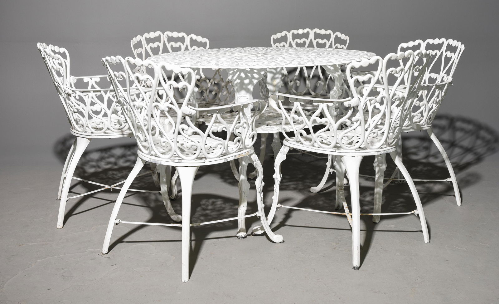 Painted Cast Metal Round Garden Table & 6 Chairs (1 of 4)