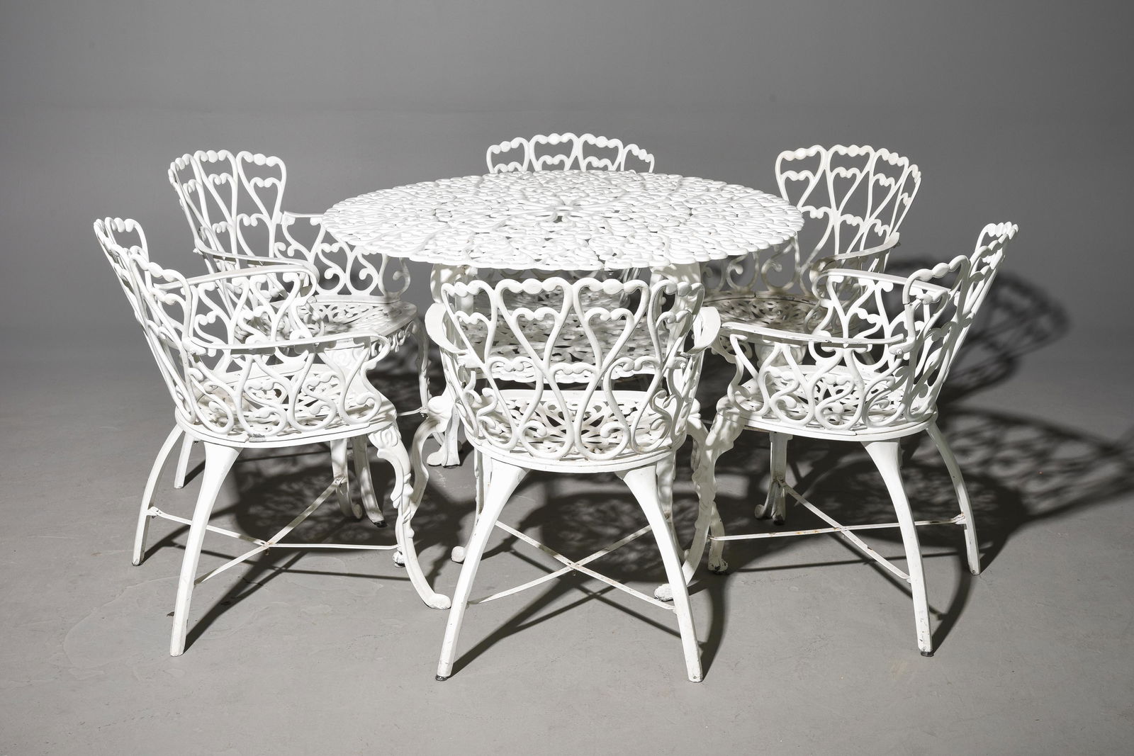 Painted Cast Metal Round Garden Table & 6 Chairs (1 of 3)