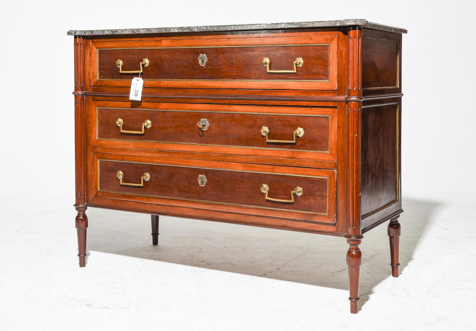 Louis XVI Style Marble Top 3 Drawer Chest / Commode (1 of 4)