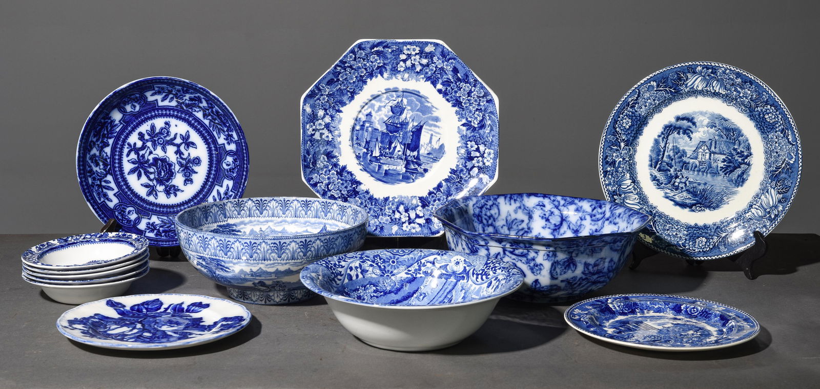13pcs Assorted Blue & White / Flow Blue China (1 of 9)