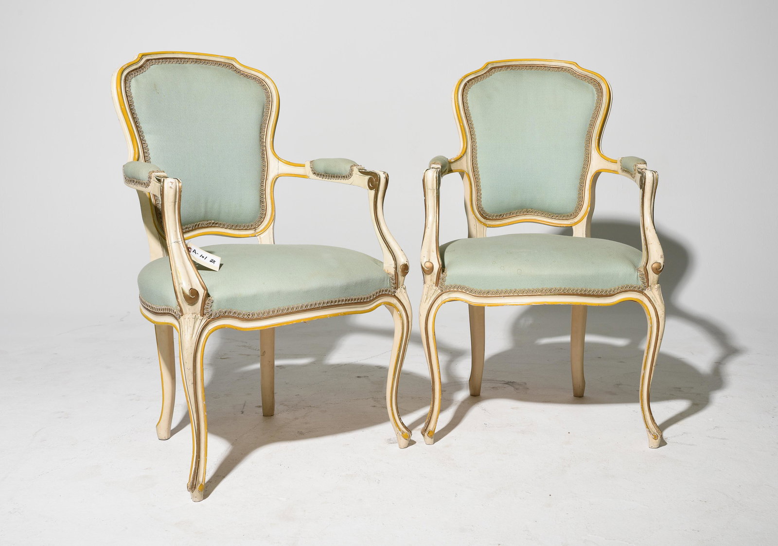 Pair of French Regency Style Painted Arm Chairs (1 of 5)