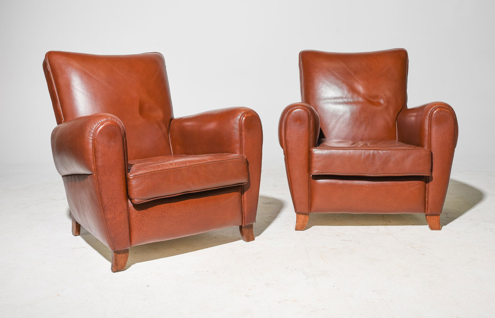 2 French Textured Leather Club / Arm Chairs (1 of 5)