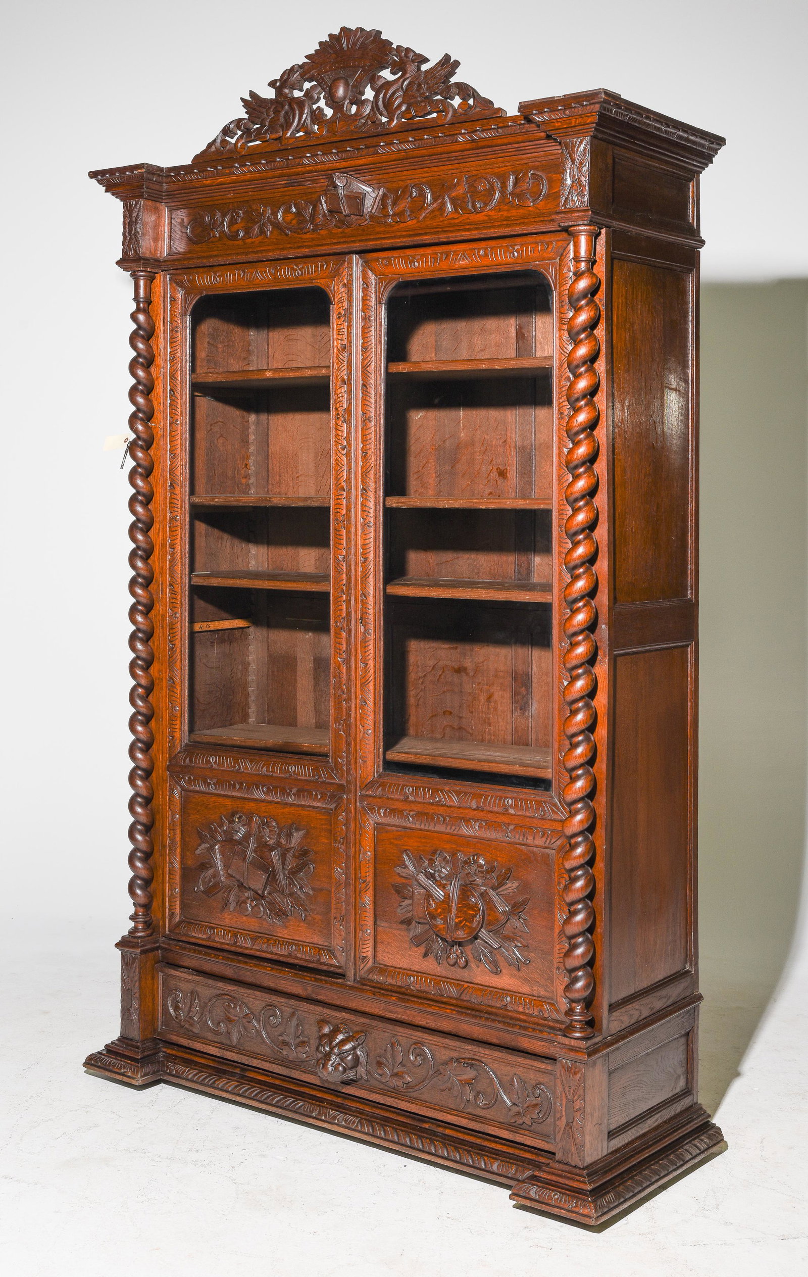 Louis XIII Style Carved Oak Barley Twist Cupboard (1 of 8)