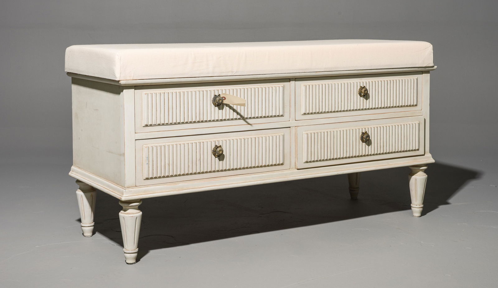 Painted Swedish Bench with Drawers (1 of 2)