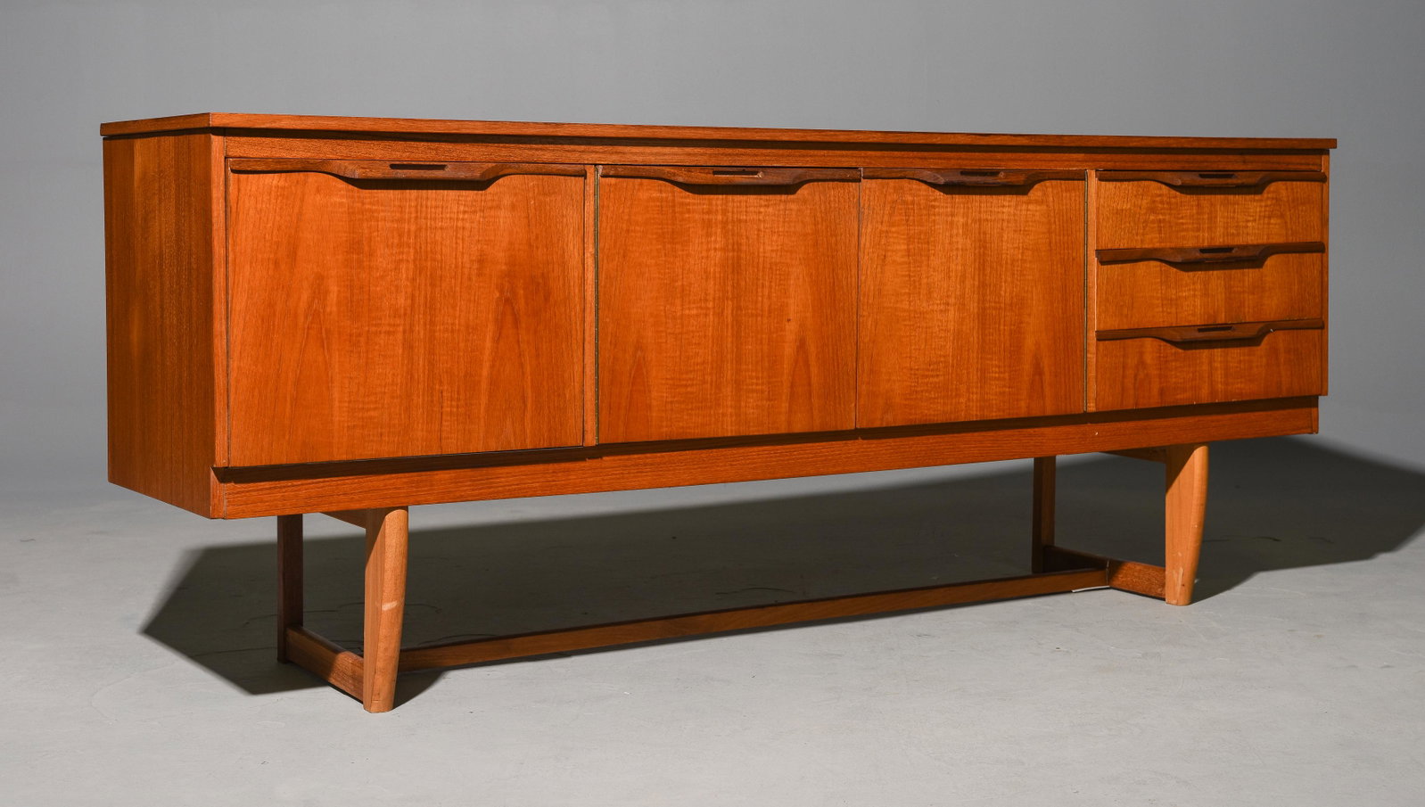 Mid Century Modern Teak Credenza / Sideboard: Danish Modern Style Teak Credenza / Sideboard